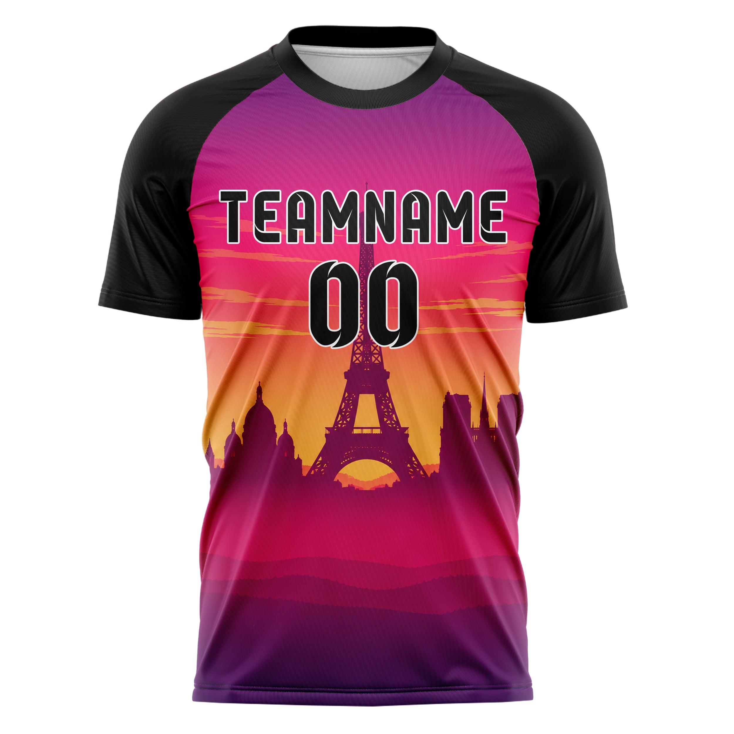 Hot Pink Paris Skyline Design 15-0131 individuelles Fußballtrikot front