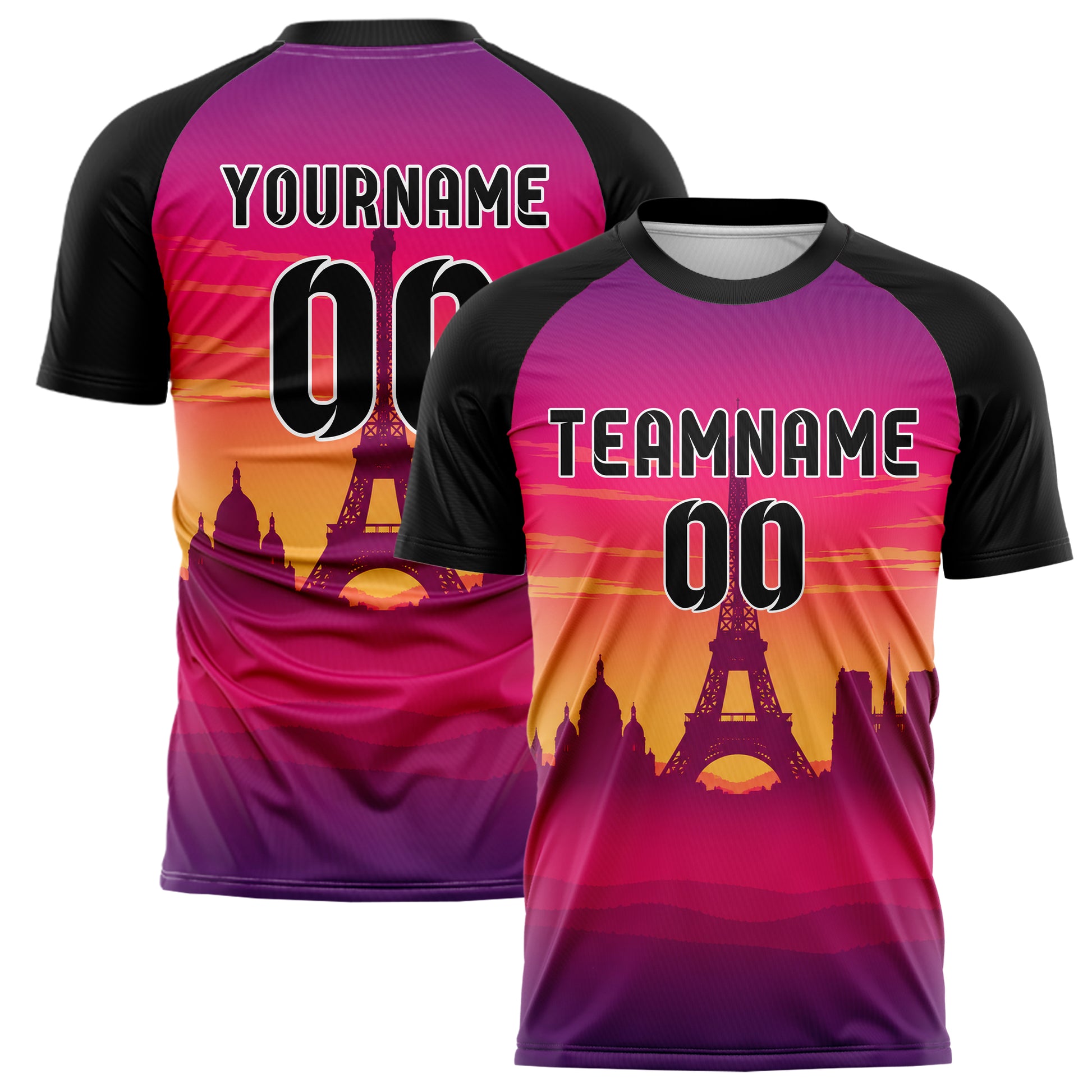 Hot Pink Paris Skyline Design 15-0131 individuelles Fußballtrikot main