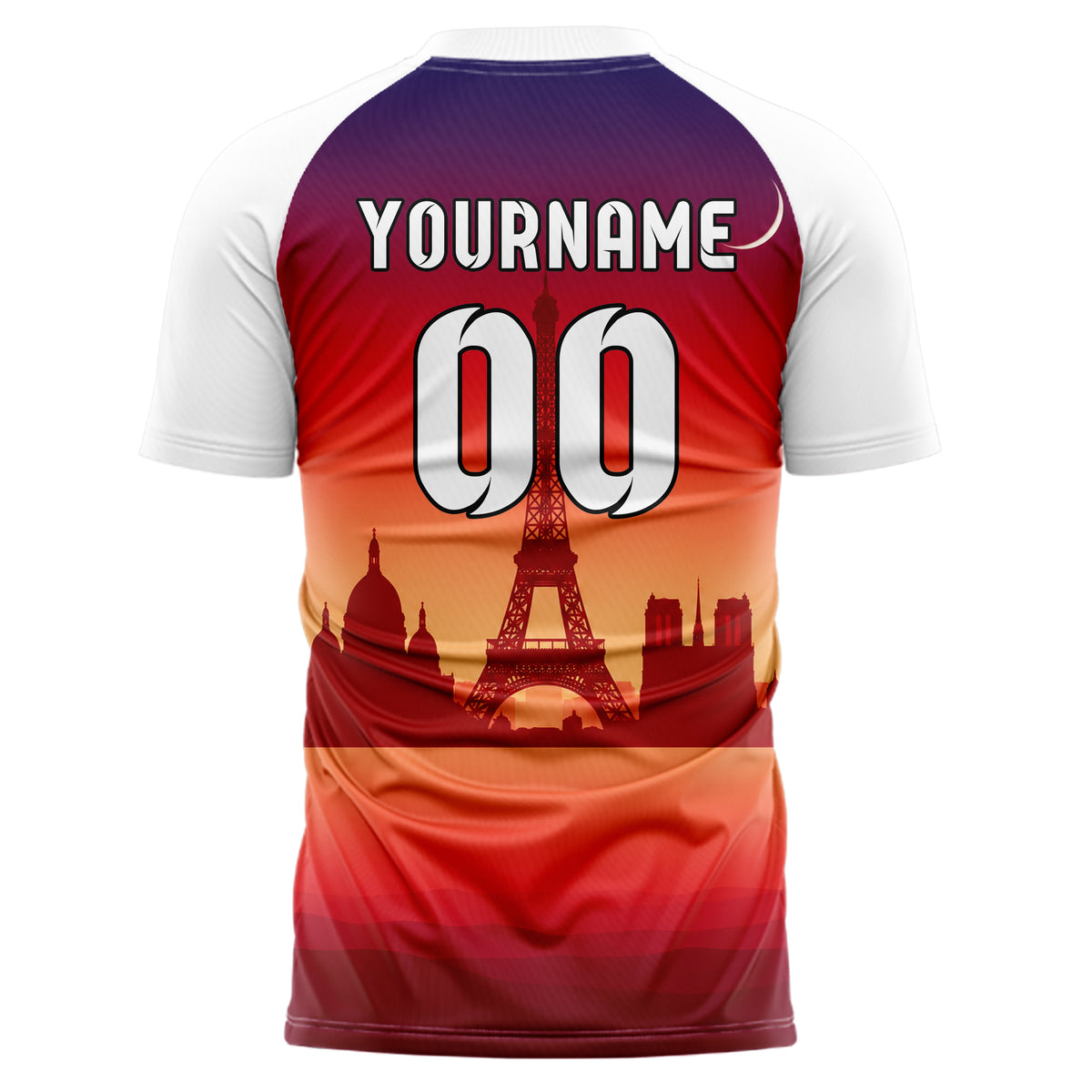 Rot Paris Skyline Design 15-0133 individuelles Fußballtrikot back