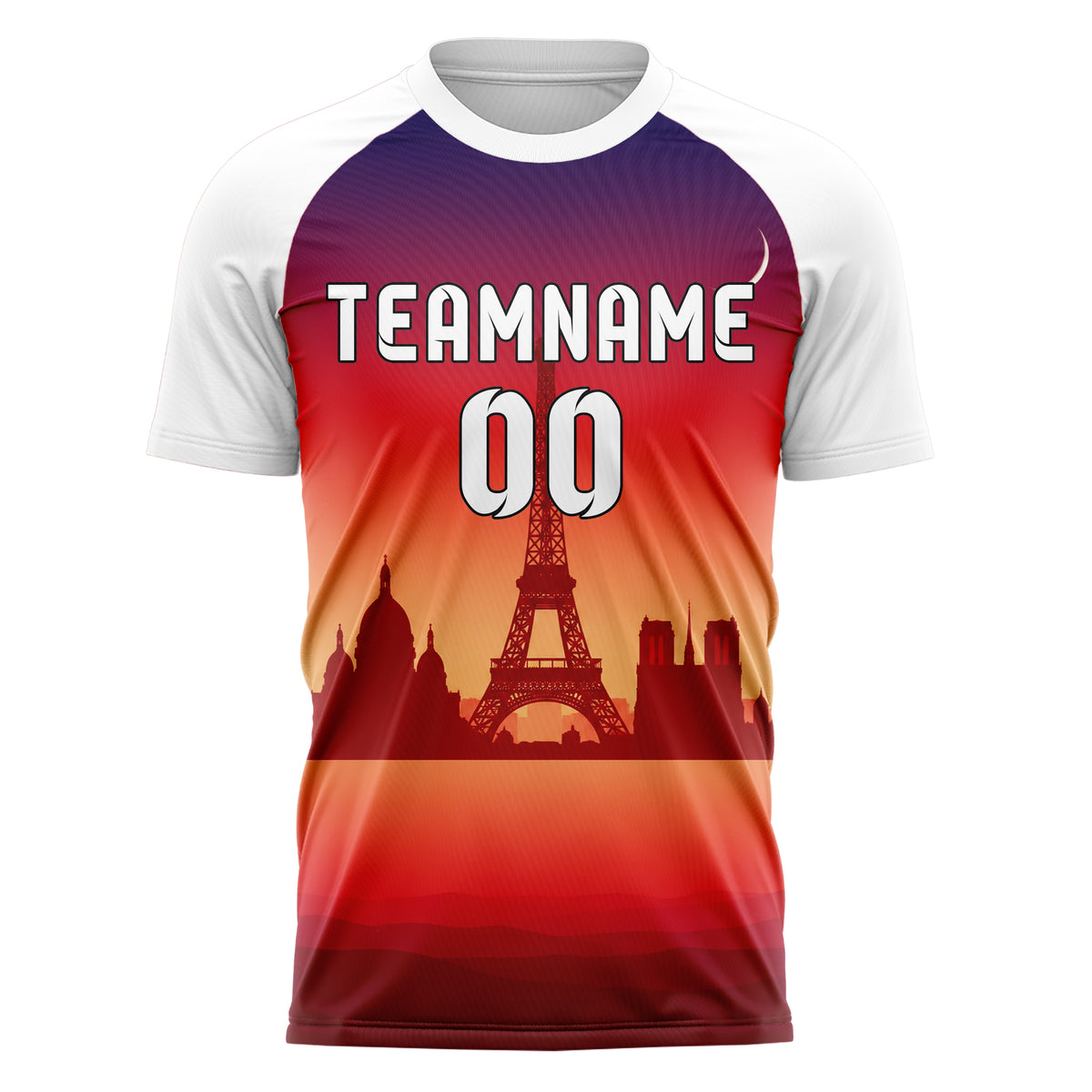 Rot Paris Skyline Design 15-0133 individuelles Fußballtrikot front