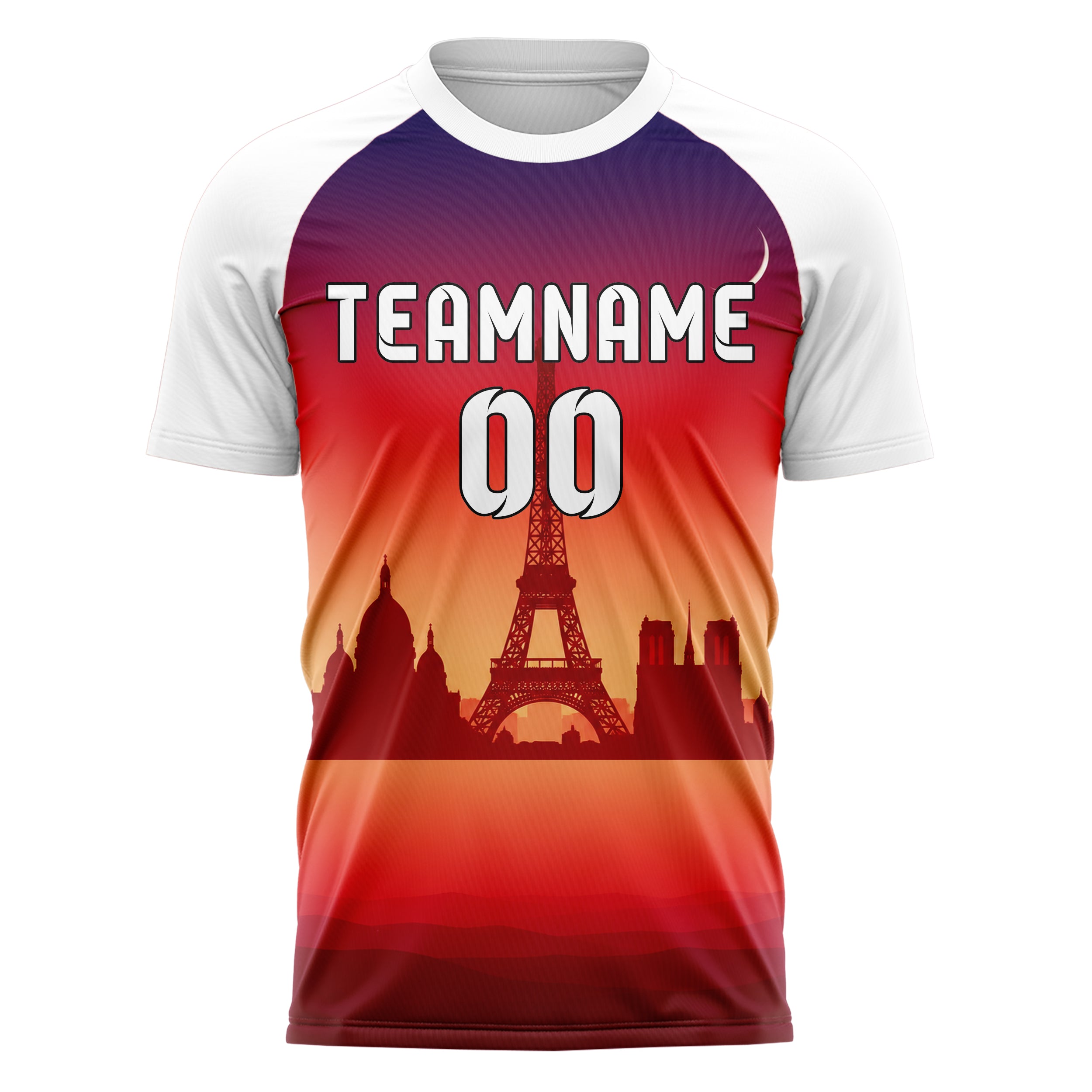 Rot Paris Skyline Design 15-0133 individuelles Fußballtrikot front