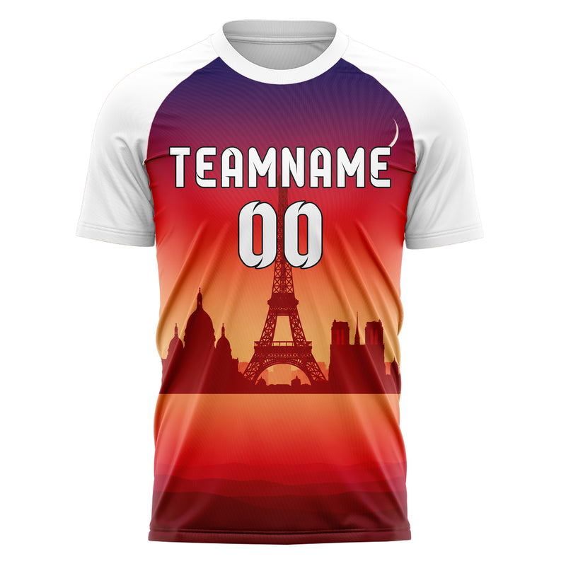 Rot Paris Skyline Design 15-0133 individuelles Fußballtrikot front
