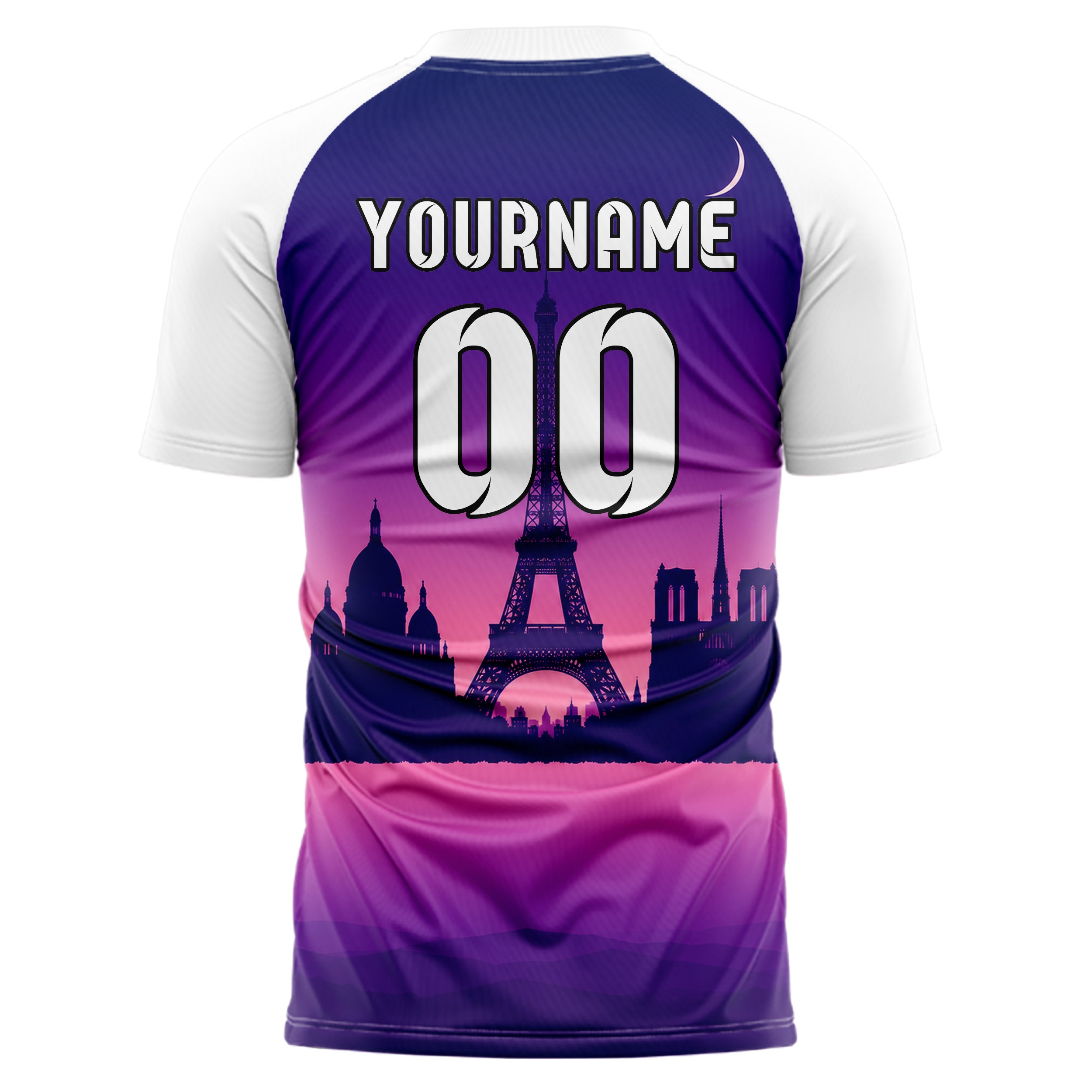 Lila Paris Skyline Design 15-0136 individuelles Fußballtrikot back