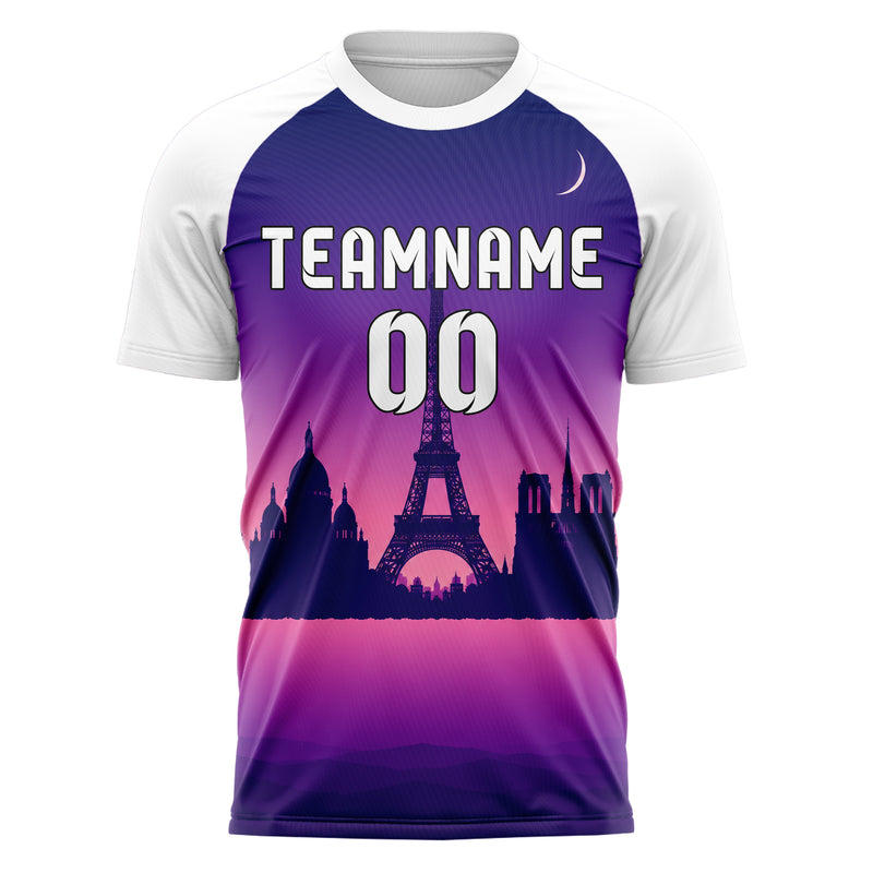 Lila Paris Skyline Design 15-0136 individuelles Fußballtrikot front