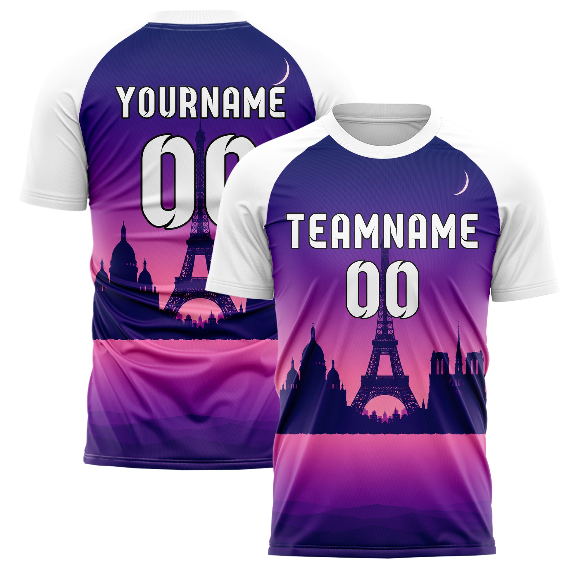 Lila Paris Skyline Design 15-0136 individuelles Fußballtrikot main