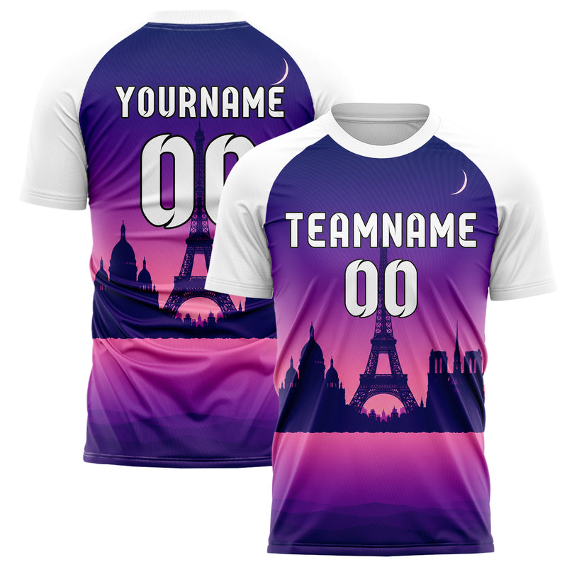 Lila Paris Skyline Design 15-0136 individuelles Fußballtrikot main