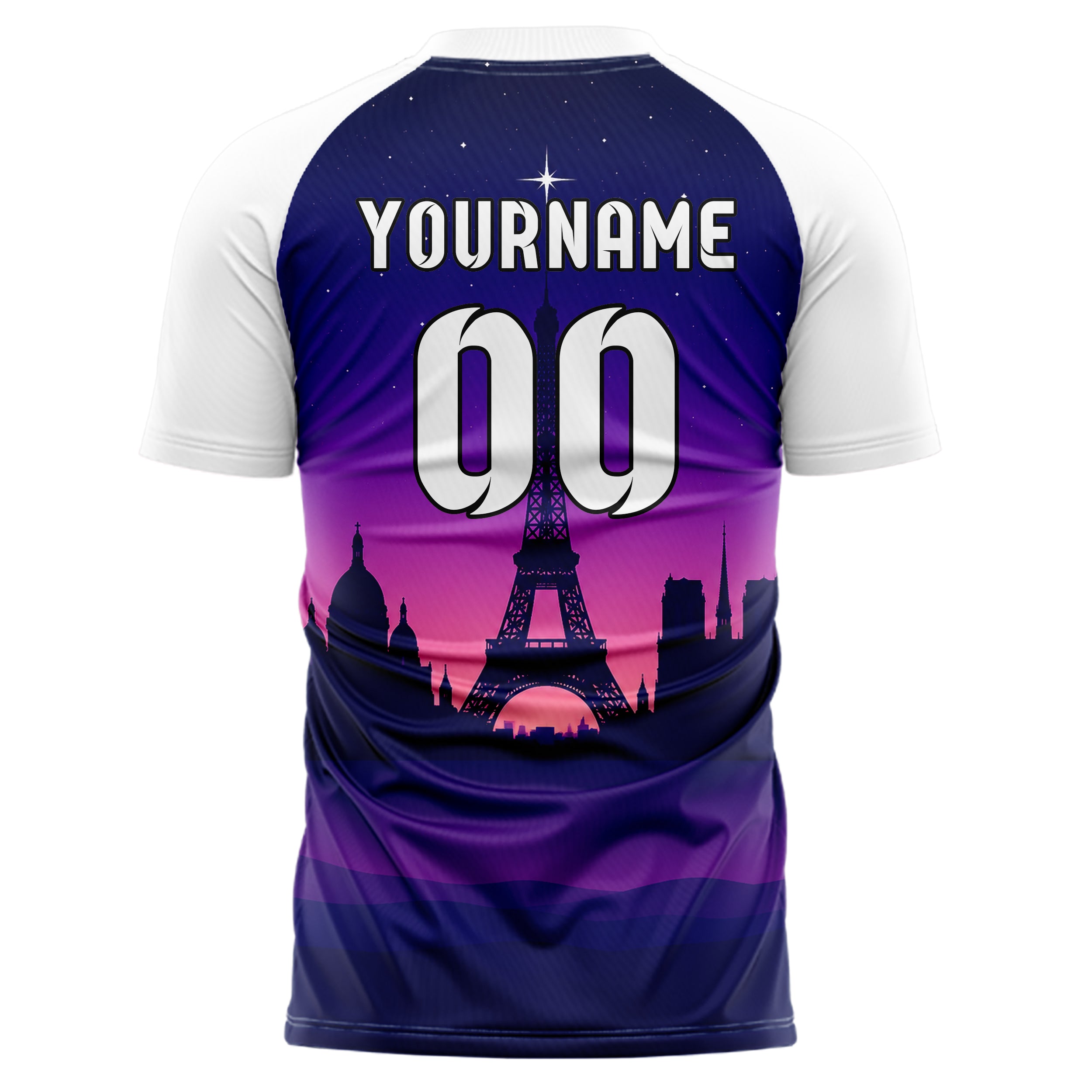 Marineblau Paris Skyline Design 15-0139 individuelles Fußballtrikot back