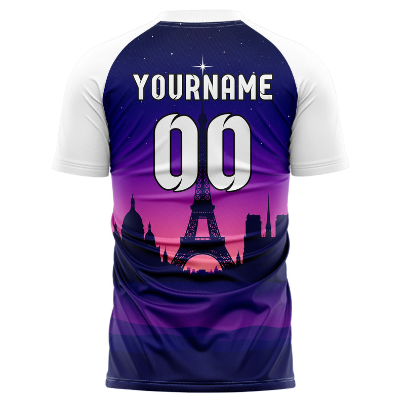 Marineblau Paris Skyline Design 15-0139 individuelles Fußballtrikot back