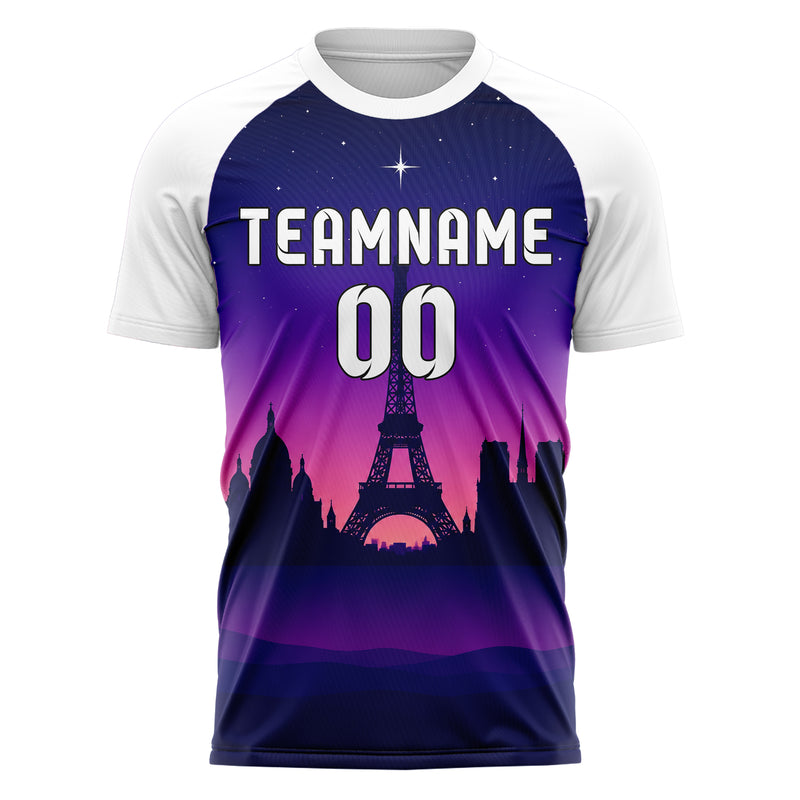 Marineblau Paris Skyline Design 15-0139 individuelles Fußballtrikot front