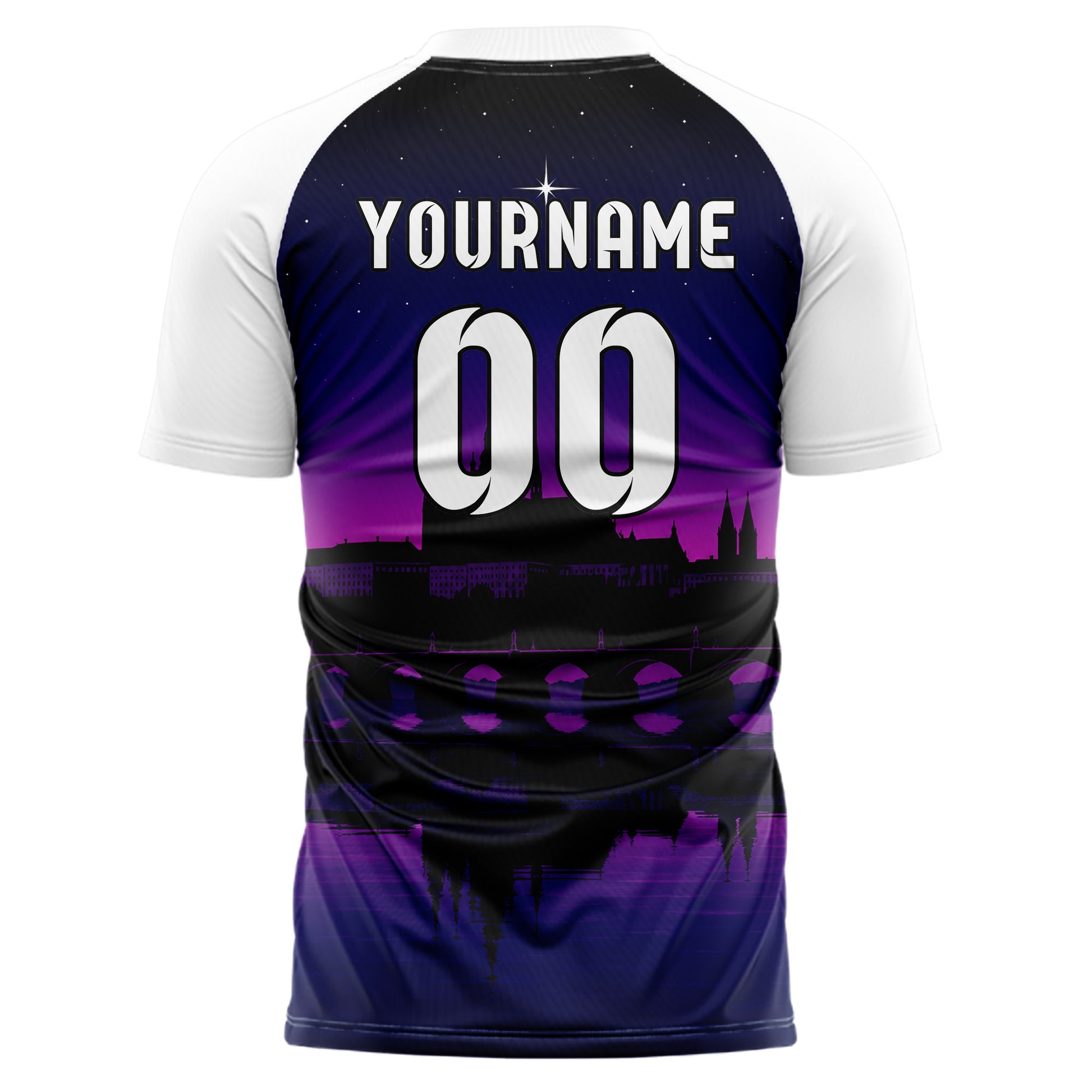 Schwarz Prague Skyline Design 15-0208 individuelles Fußballtrikot back