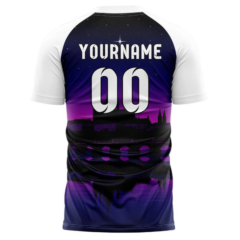 Schwarz Prague Skyline Design 15-0208 individuelles Fußballtrikot back