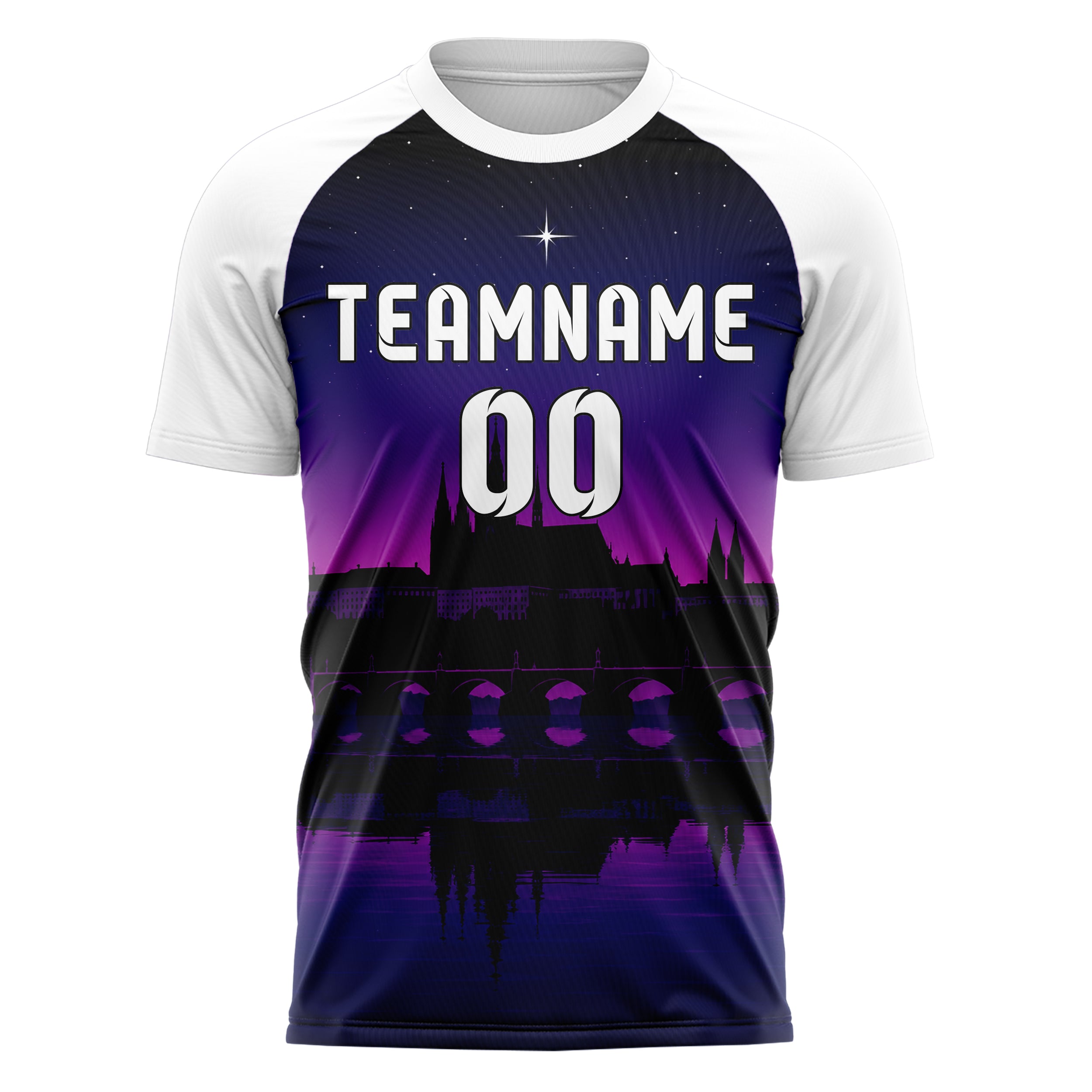 Schwarz Prague Skyline Design 15-0208 individuelles Fußballtrikot front