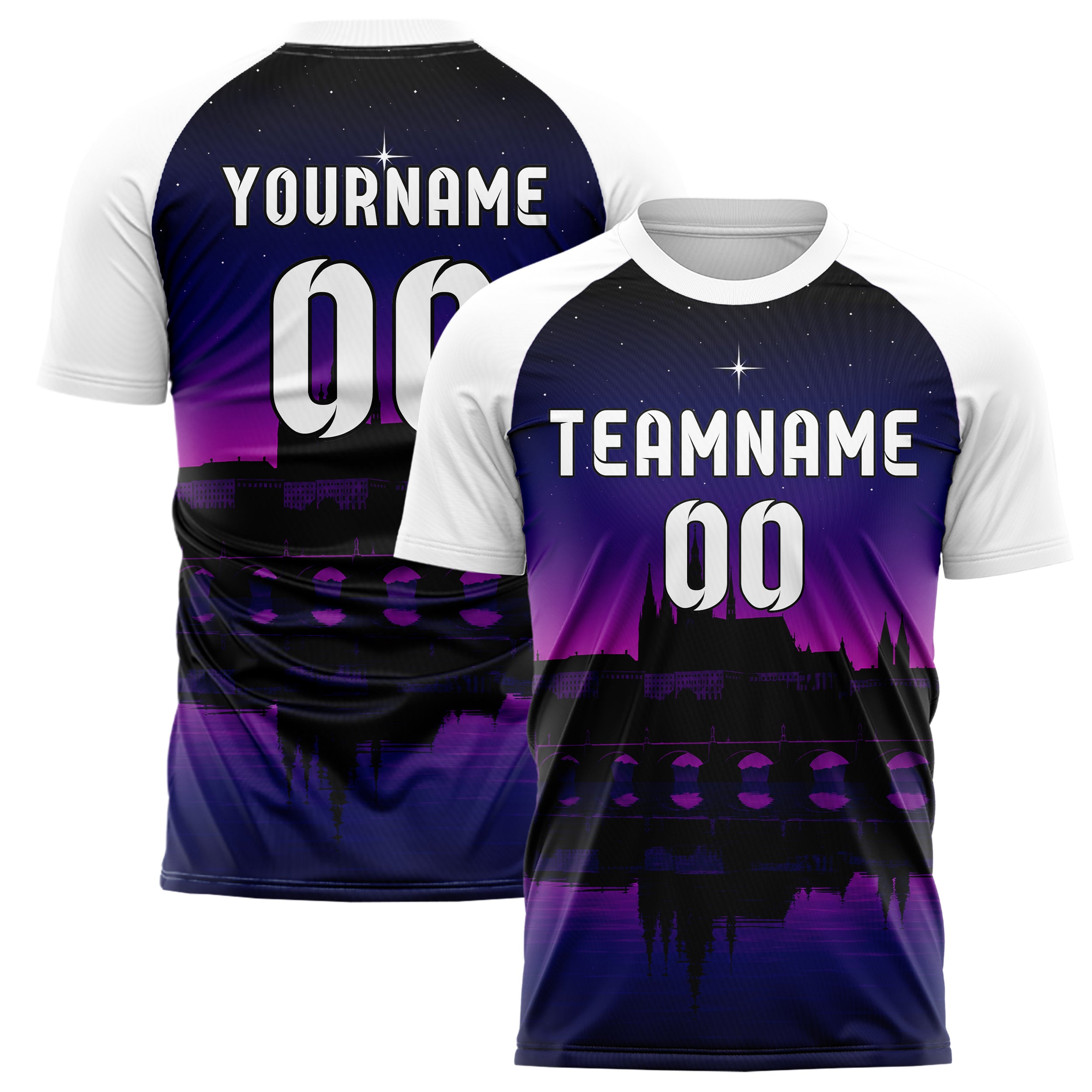 Schwarz Prague Skyline Design 15-0208 individuelles Fußballtrikot main