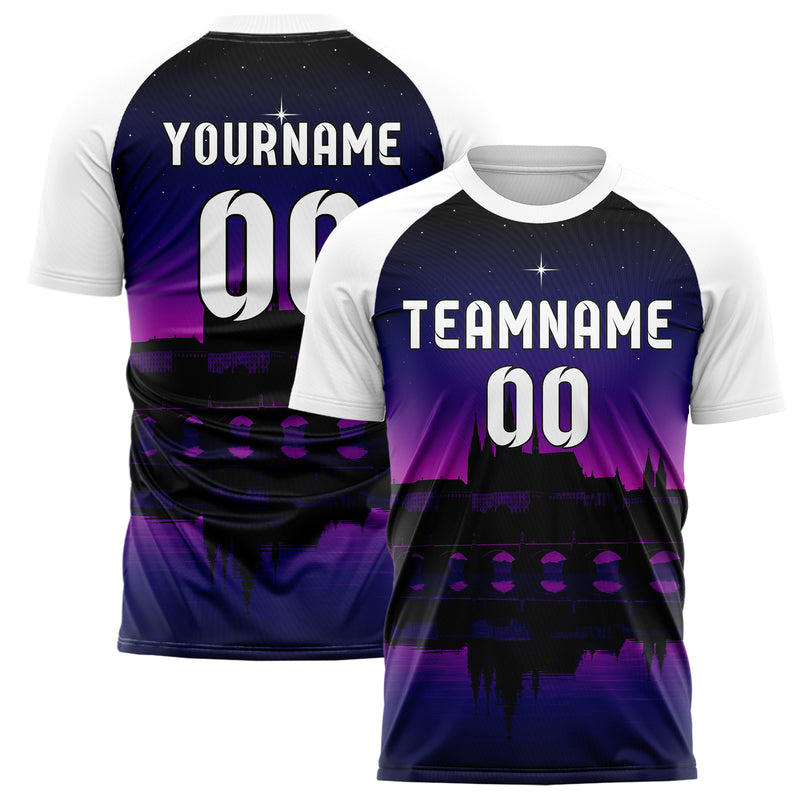 Schwarz Prague Skyline Design 15-0208 individuelles Fußballtrikot main