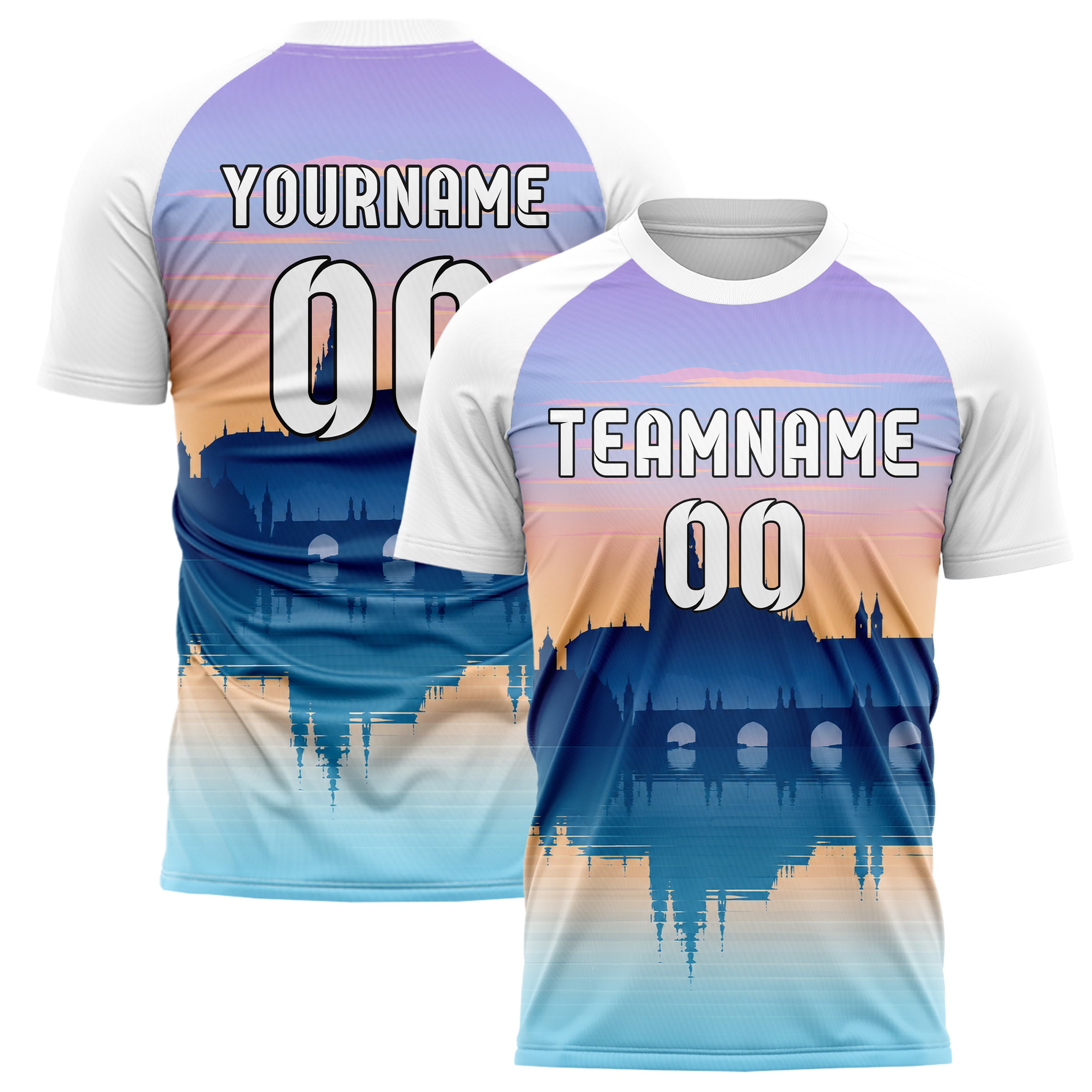 Hellblau Prague Skyline Design 15-0204 individuelles Fußballtrikot main
