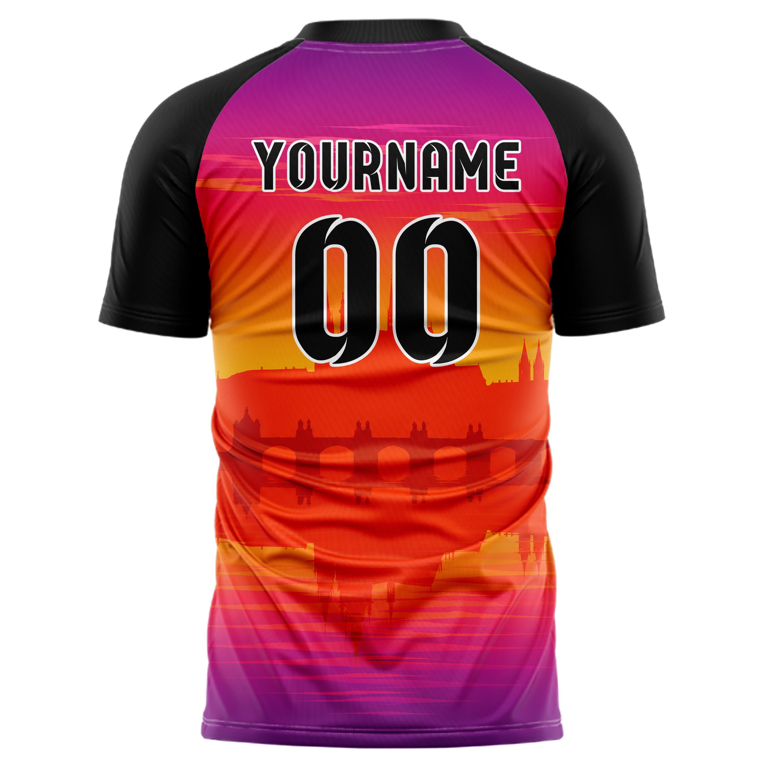 Orange Prague Skyline Design 15-0202 individuelles Fußballtrikot back