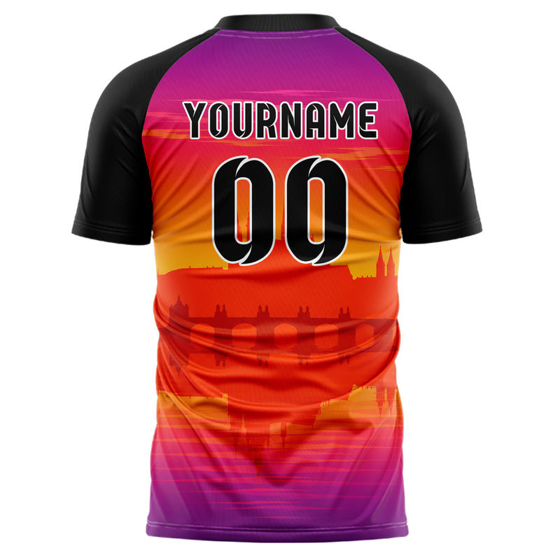 Orange Prague Skyline Design 15-0202 individuelles Fußballtrikot back