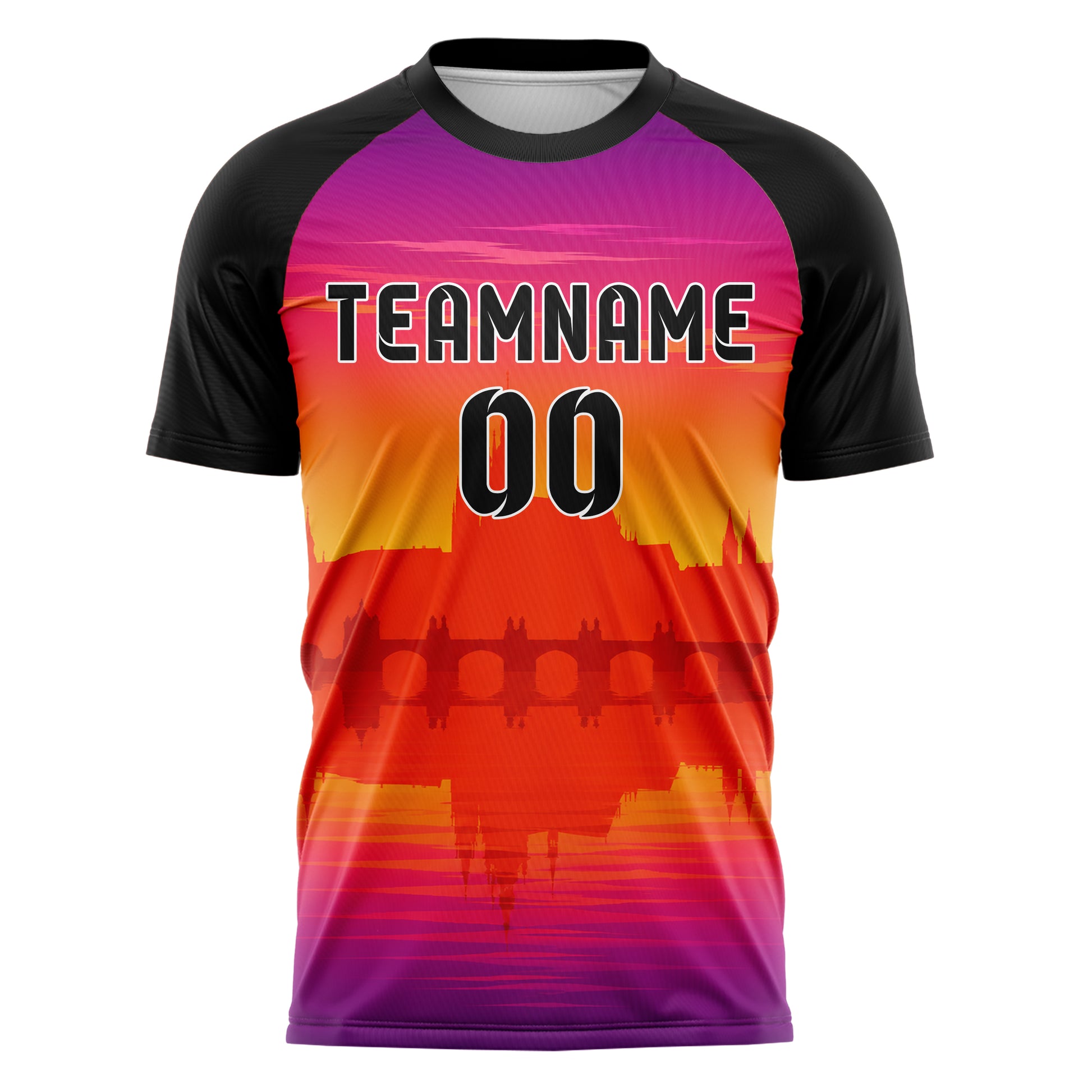 Orange Prague Skyline Design 15-0202 individuelles Fußballtrikot front