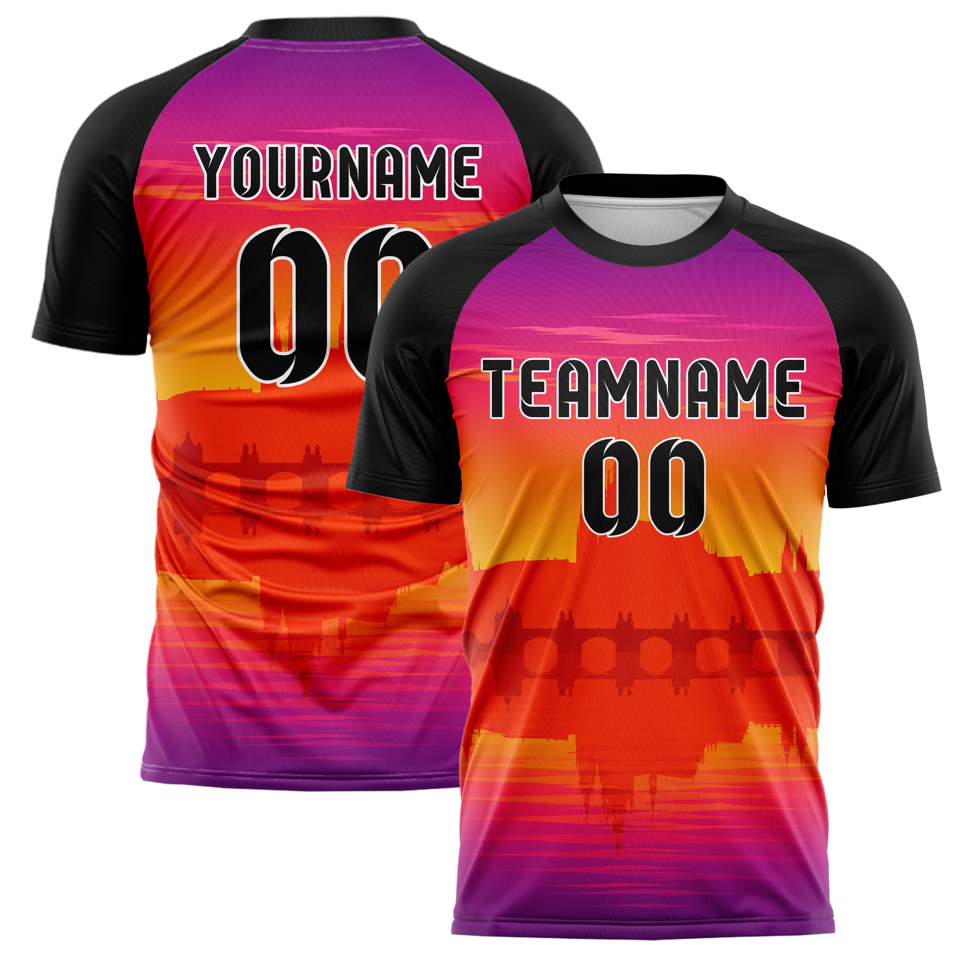 Orange Prague Skyline Design 15-0202 individuelles Fußballtrikot main