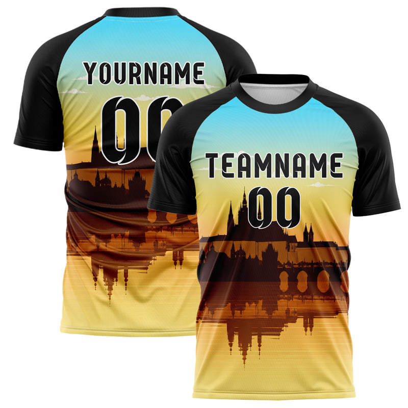 Gelb Prague Skyline Design 15-0205 individuelles Fußballtrikot main