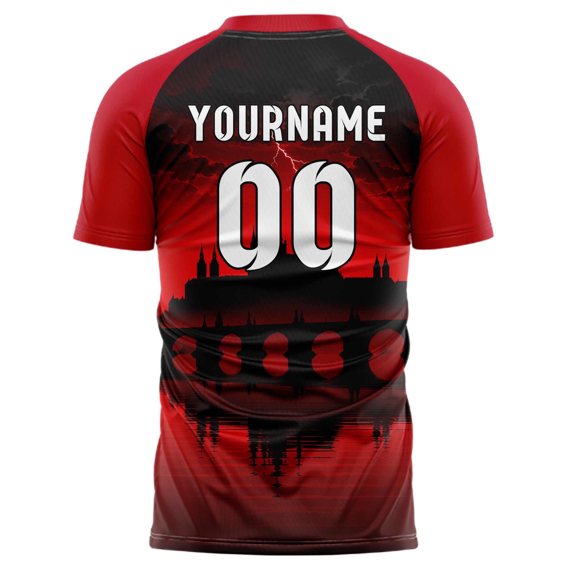 Schwarz Prague Skyline Design 15-0207 individuelles Fußballtrikot back
