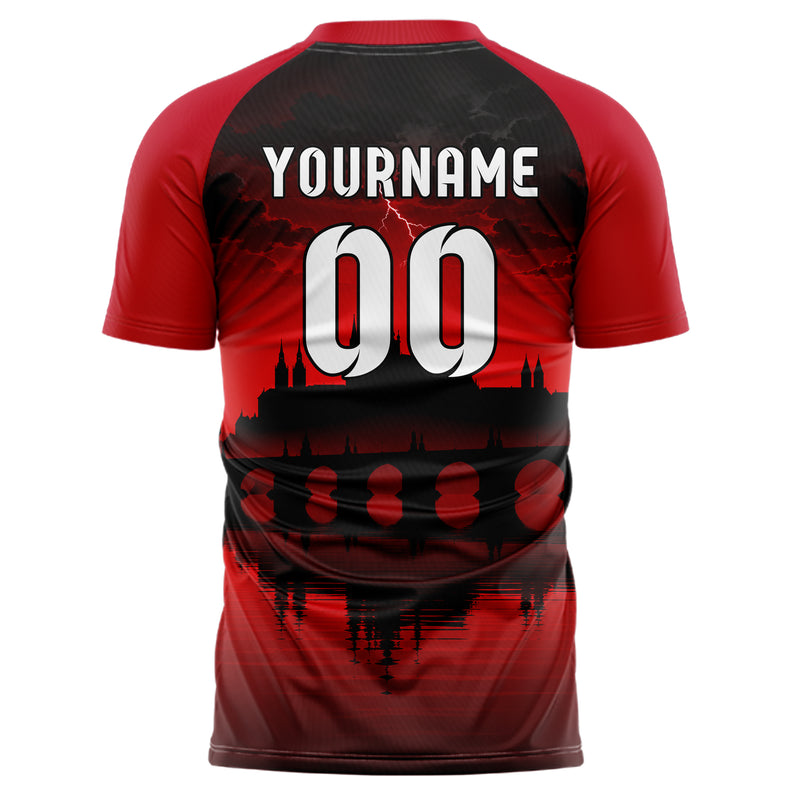 Schwarz Prague Skyline Design 15-0207 individuelles Fußballtrikot back