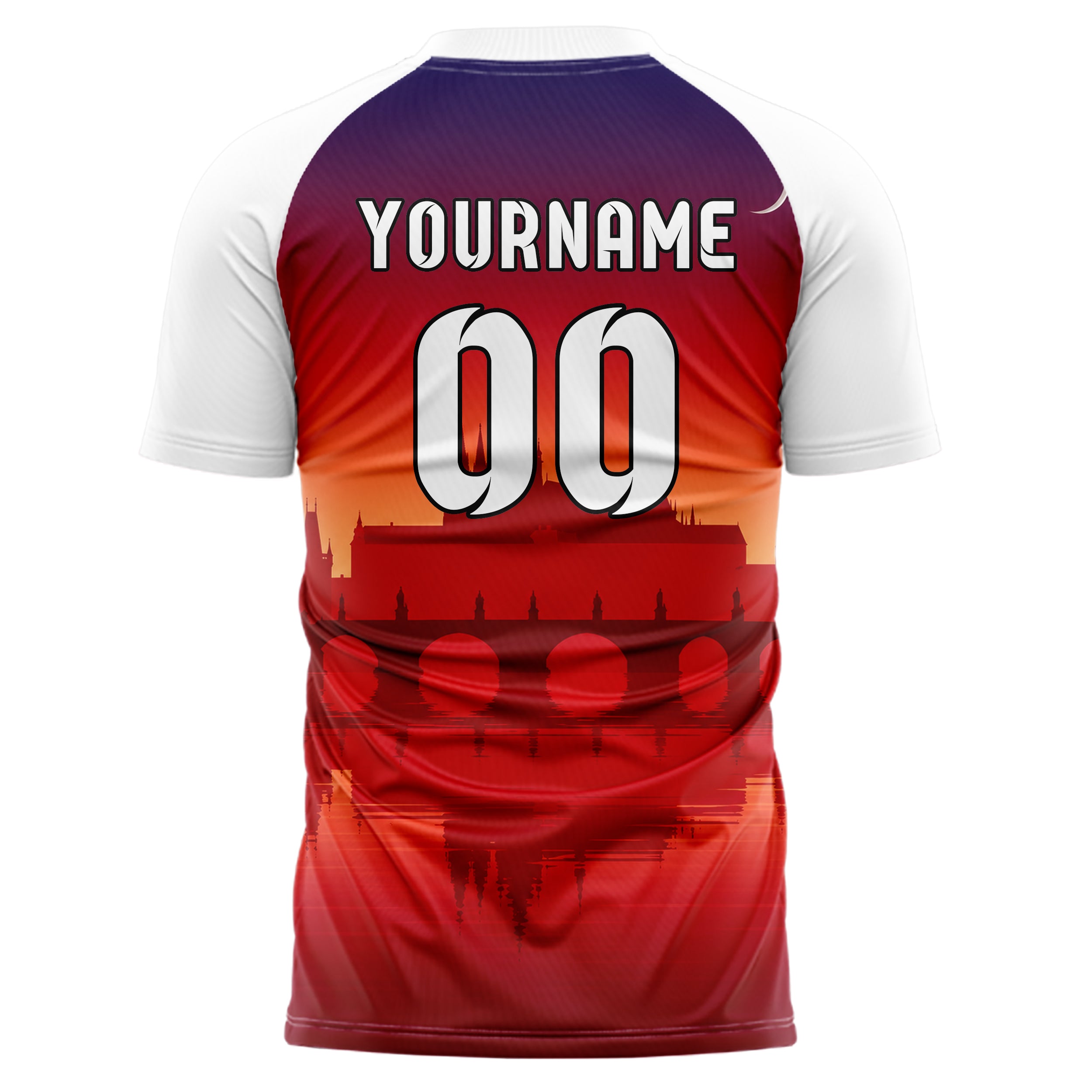 Rot Prague Skyline Design 15-0203 individuelles Fußballtrikot back