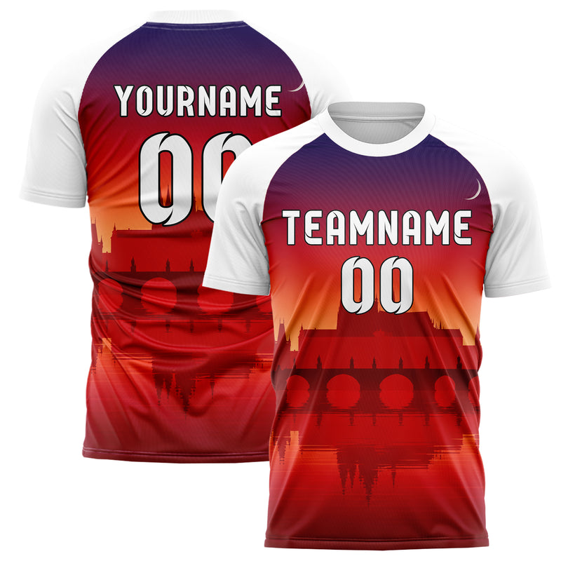 Rot Prague Skyline Design 15-0203 individuelles Fußballtrikot main