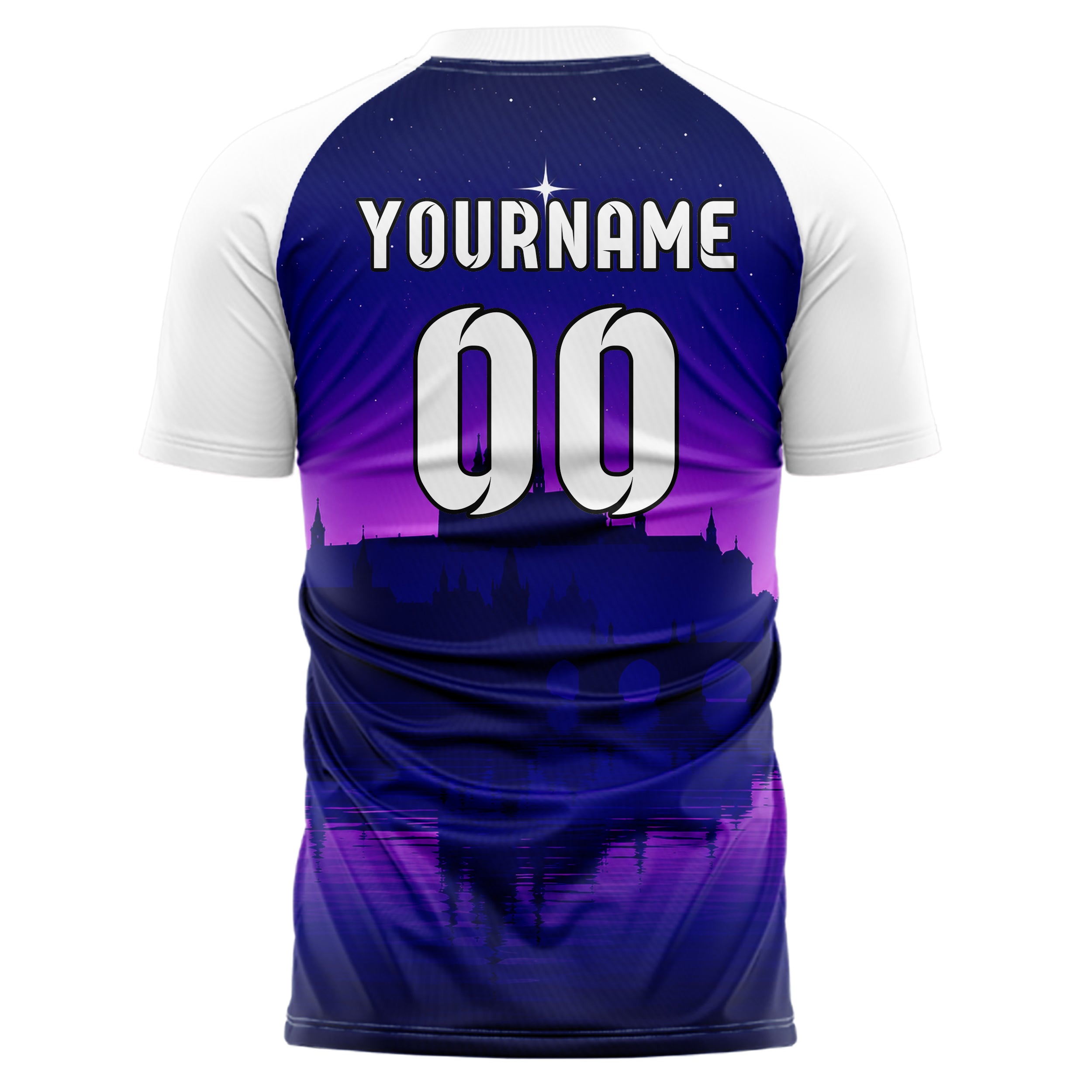 Marineblau Prague Skyline Design 15-0209 individuelles Fußballtrikot back