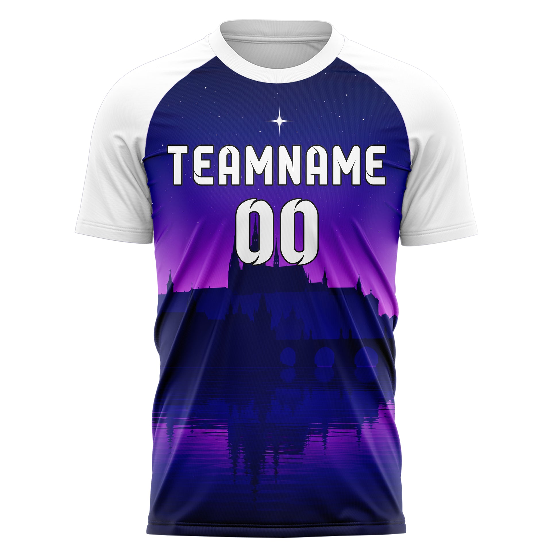 Marineblau Prague Skyline Design 15-0209 individuelles Fußballtrikot front