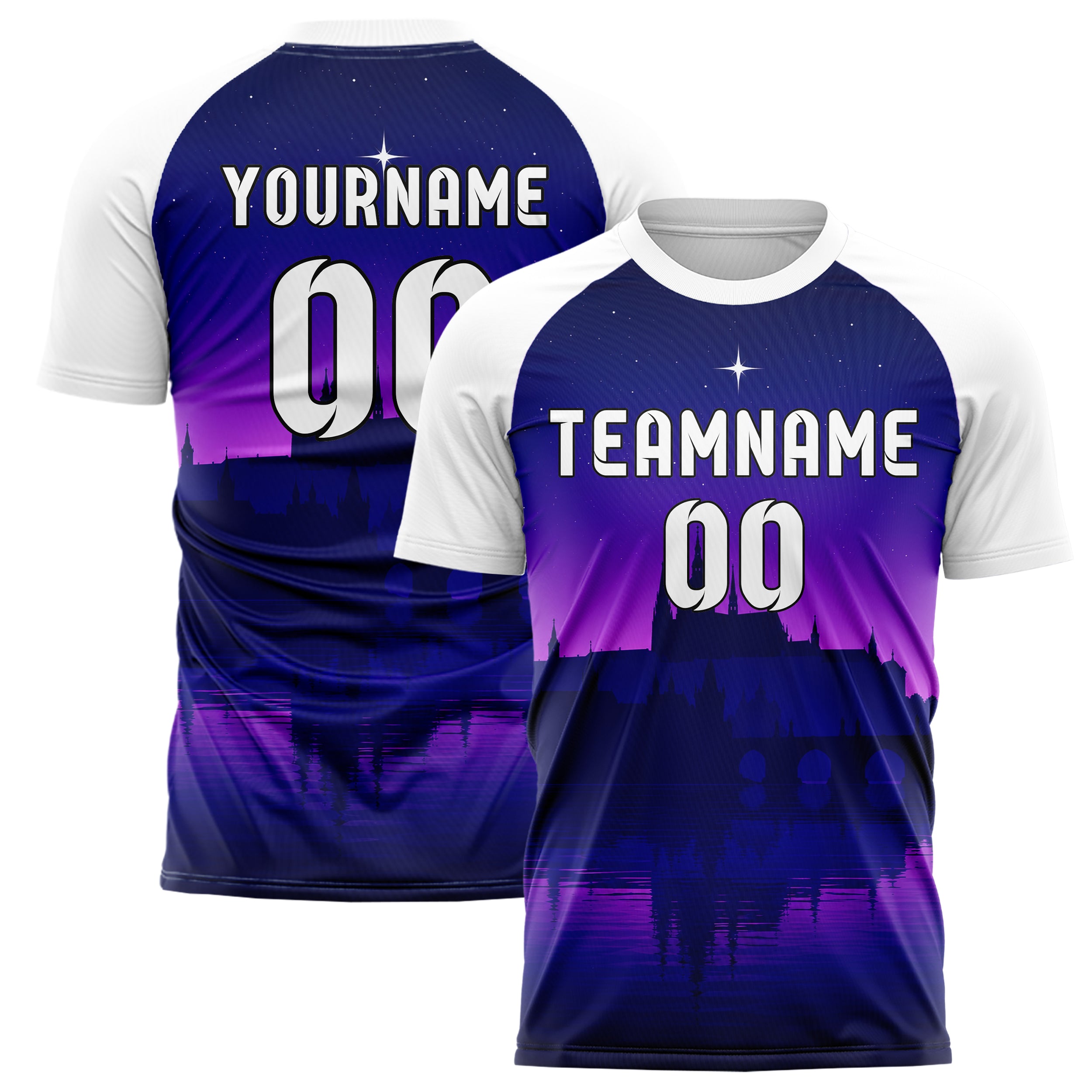 Marineblau Prague Skyline Design 15-0209 individuelles Fußballtrikot main