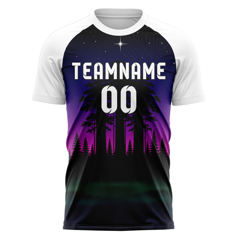Schwarz Redwood Forest Skyline Design 15-0528 individuelles Fußballtrikot front