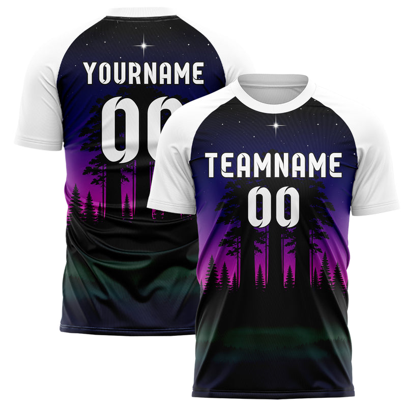 Schwarz Redwood Forest Skyline Design 15-0528 individuelles Fußballtrikot main