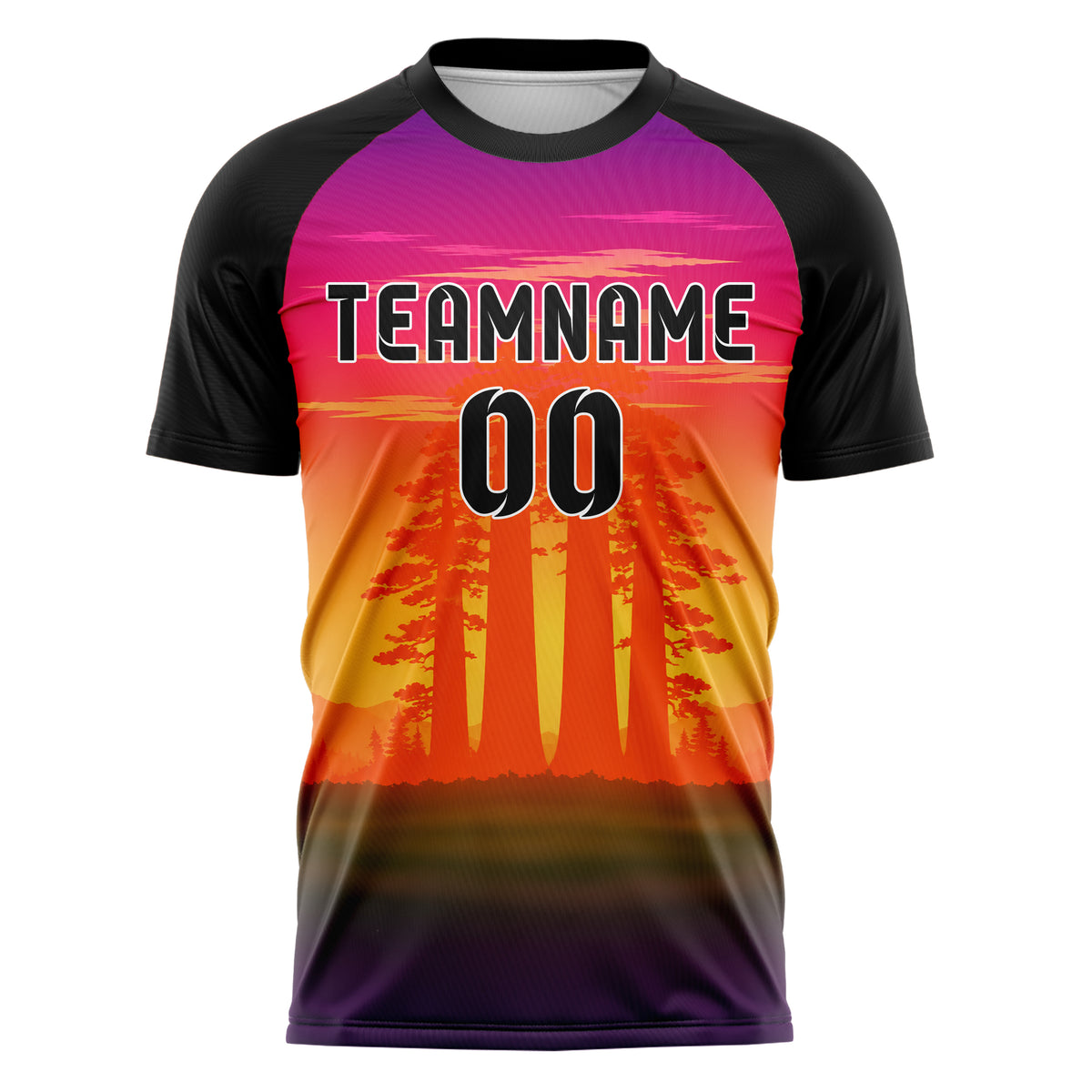 Orange Redwood Forest Skyline Design 15-0522 individuelles Fußballtrikot front