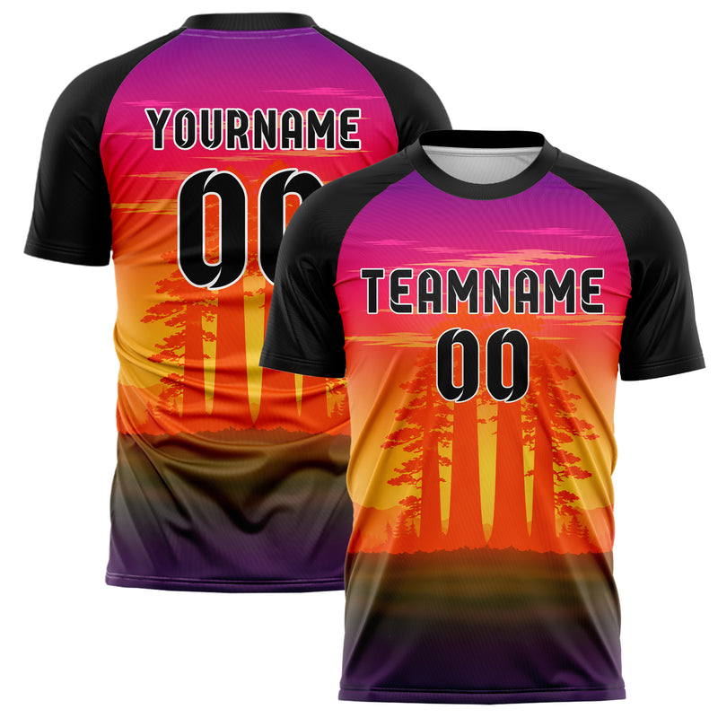 Orange Redwood Forest Skyline Design 15-0522 individuelles Fußballtrikot main