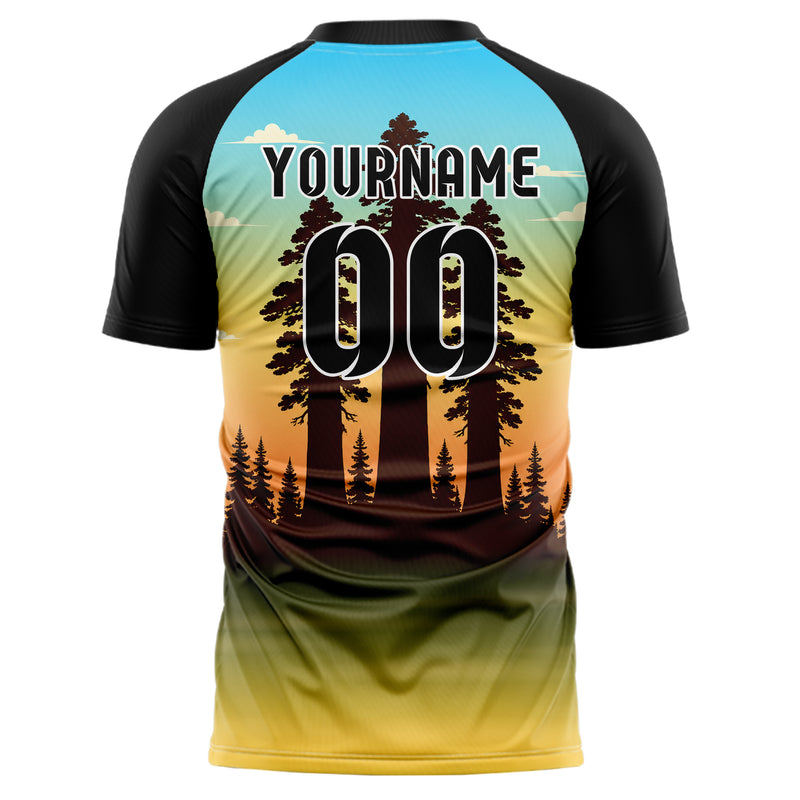Gelb Redwood Forest Skyline Design 15-0525 individuelles Fußballtrikot back
