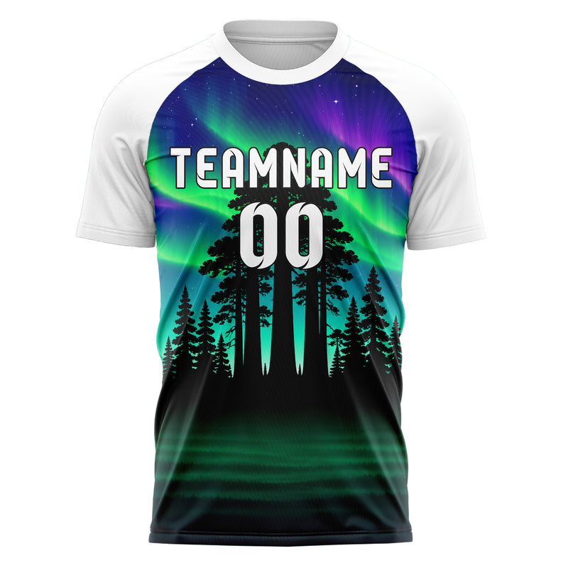 Petrol Redwood Forest Skyline Design 15-0530 individuelles Fußballtrikot front