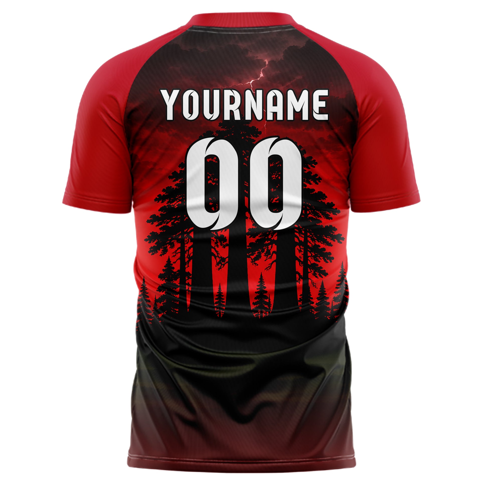 Schwarz Redwood Forest Skyline Design 15-0527 individuelles Fußballtrikot back