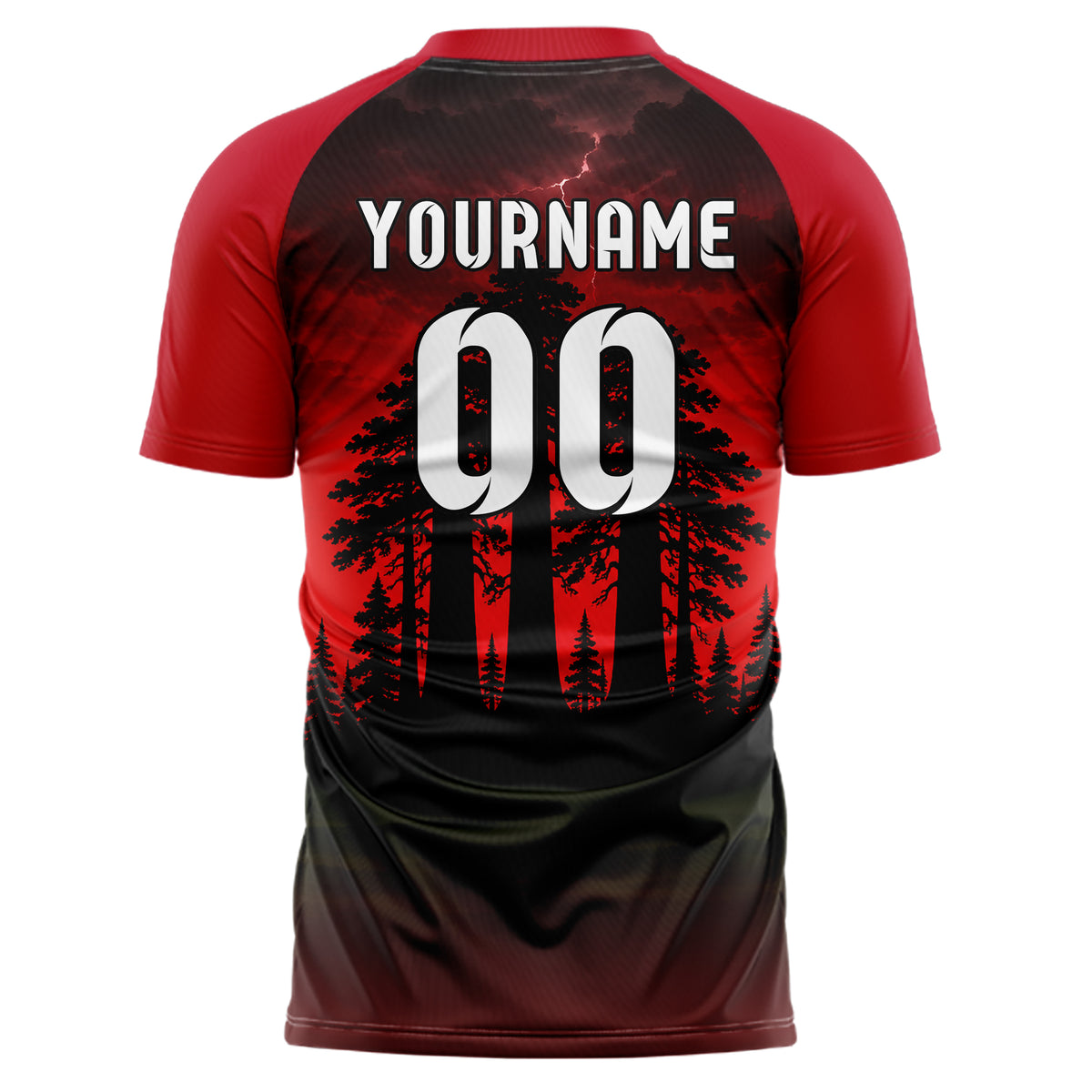 Schwarz Redwood Forest Skyline Design 15-0527 individuelles Fußballtrikot back