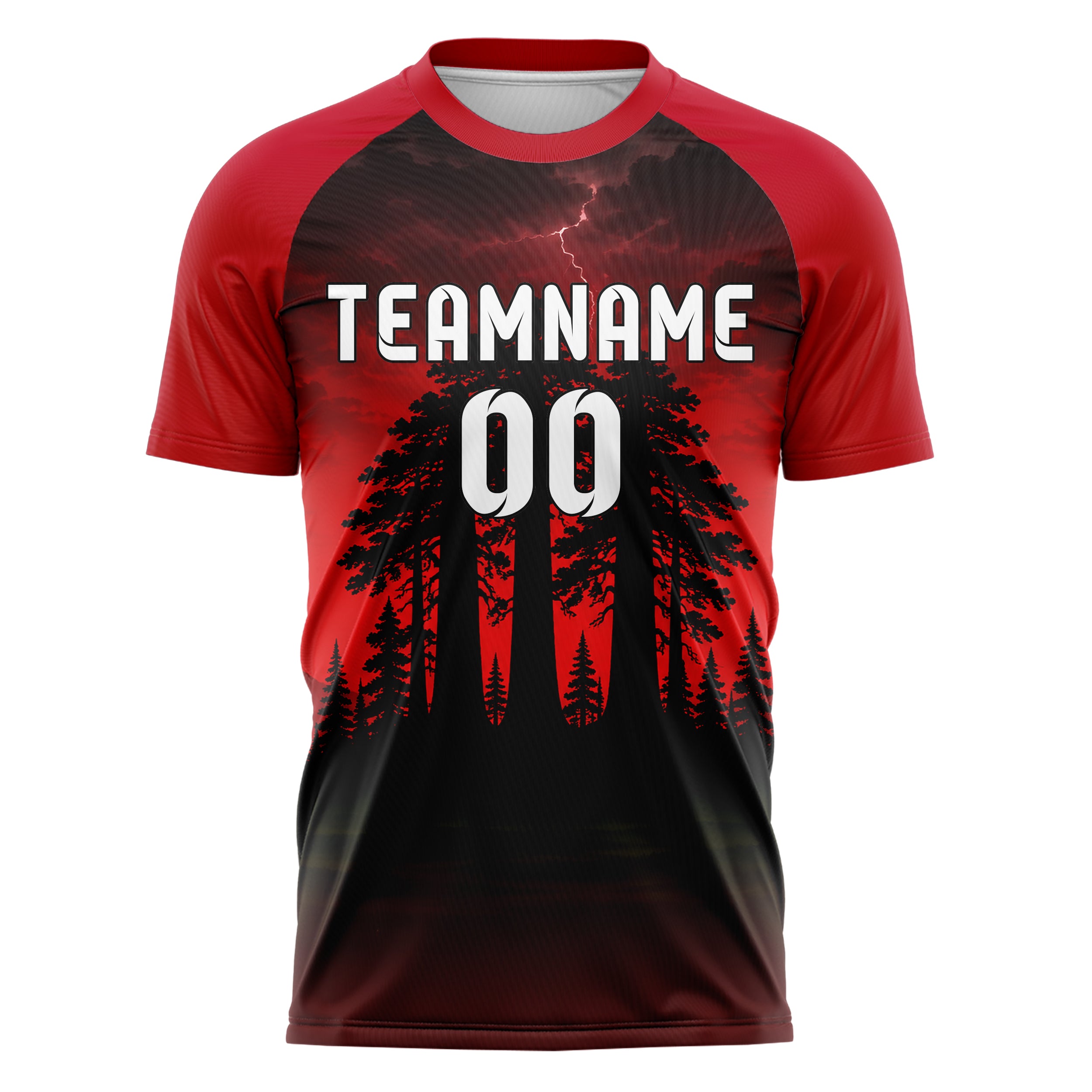 Schwarz Redwood Forest Skyline Design 15-0527 individuelles Fußballtrikot front