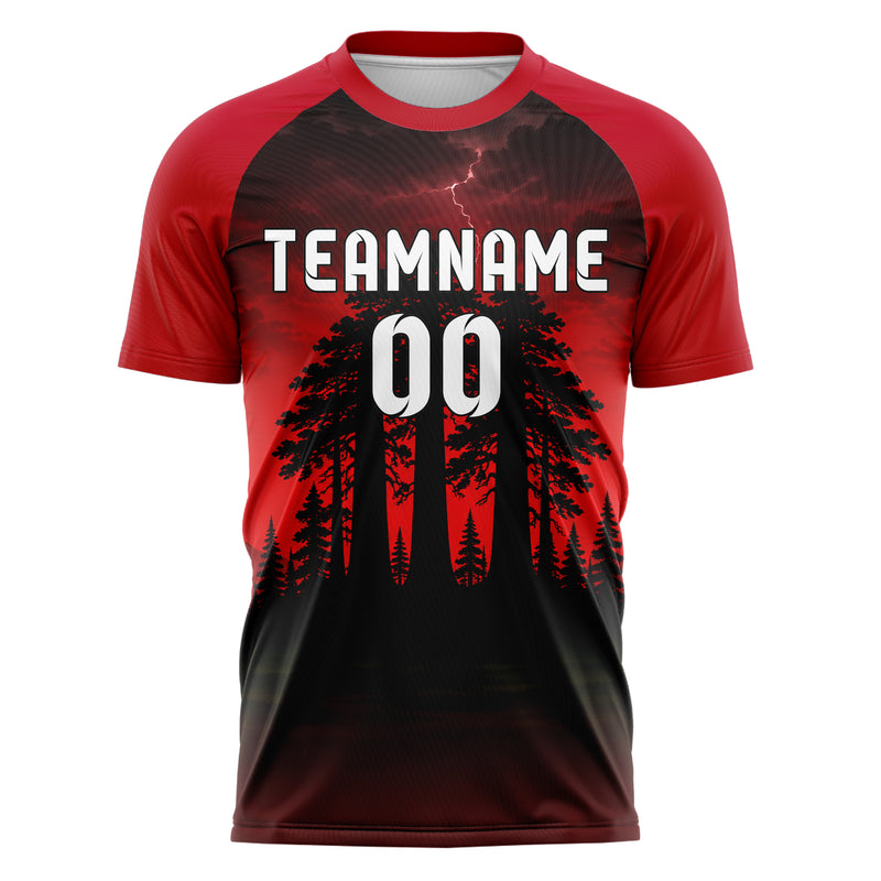 Schwarz Redwood Forest Skyline Design 15-0527 individuelles Fußballtrikot front