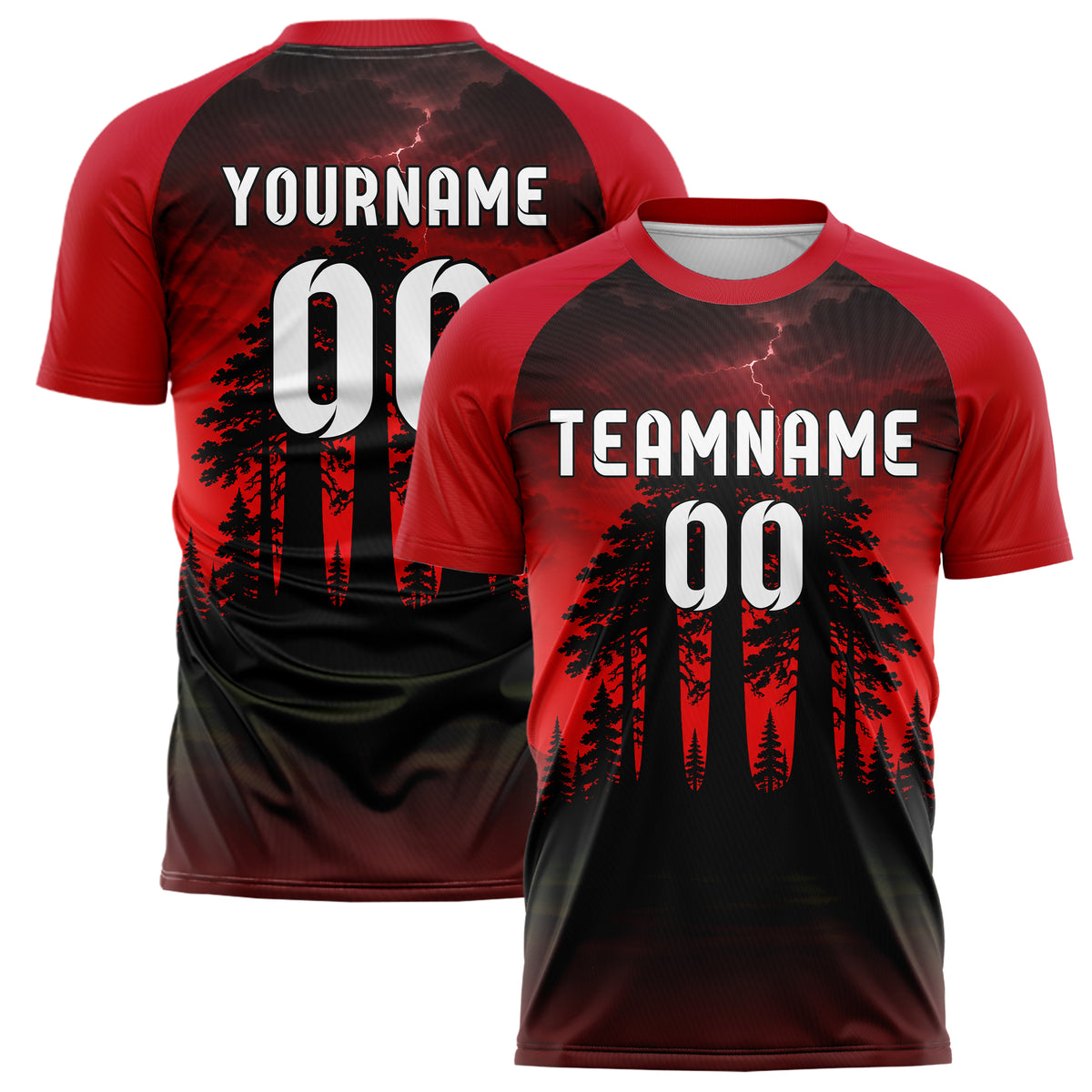 Schwarz Redwood Forest Skyline Design 15-0527 individuelles Fußballtrikot main