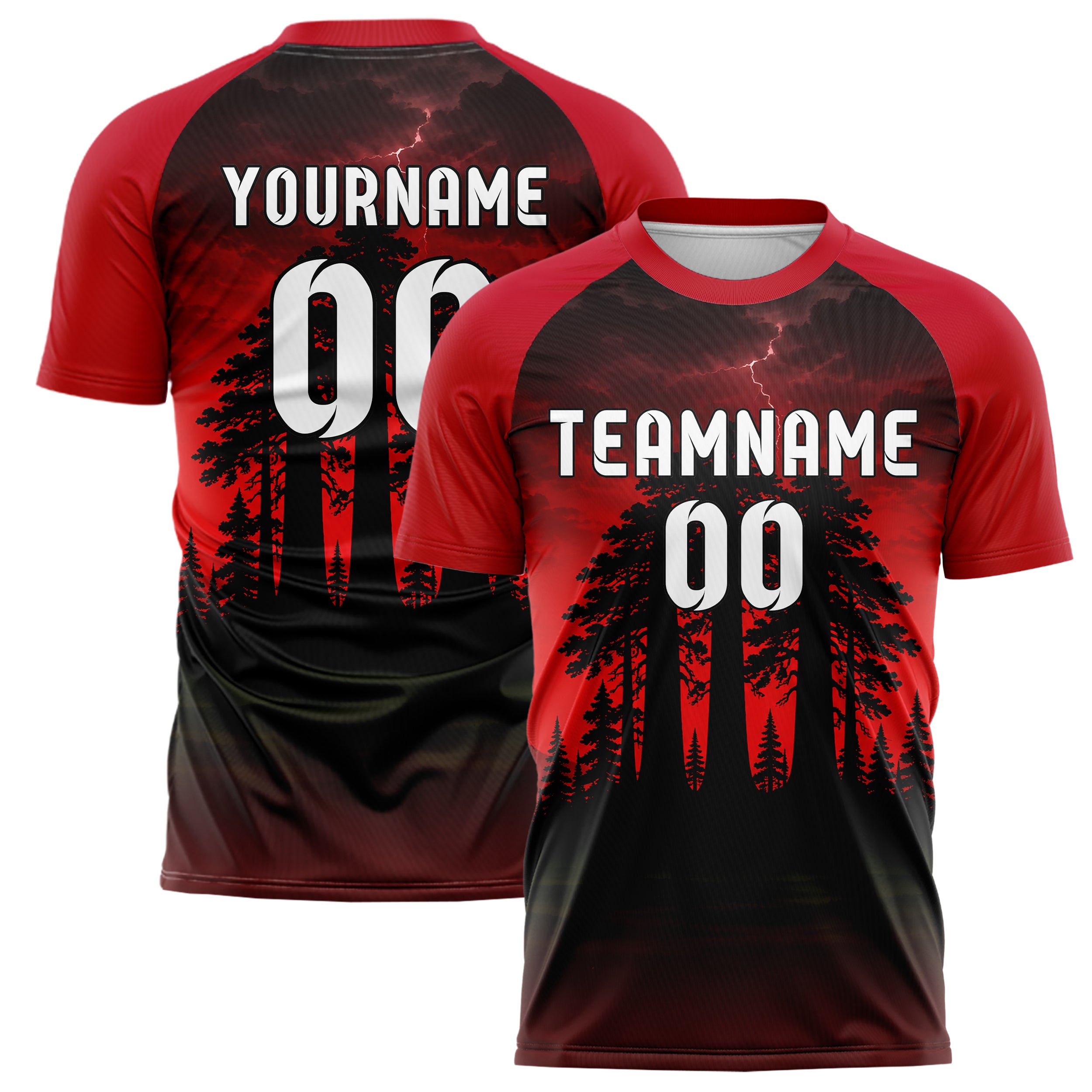 Schwarz Redwood Forest Skyline Design 15-0527 individuelles Fußballtrikot main