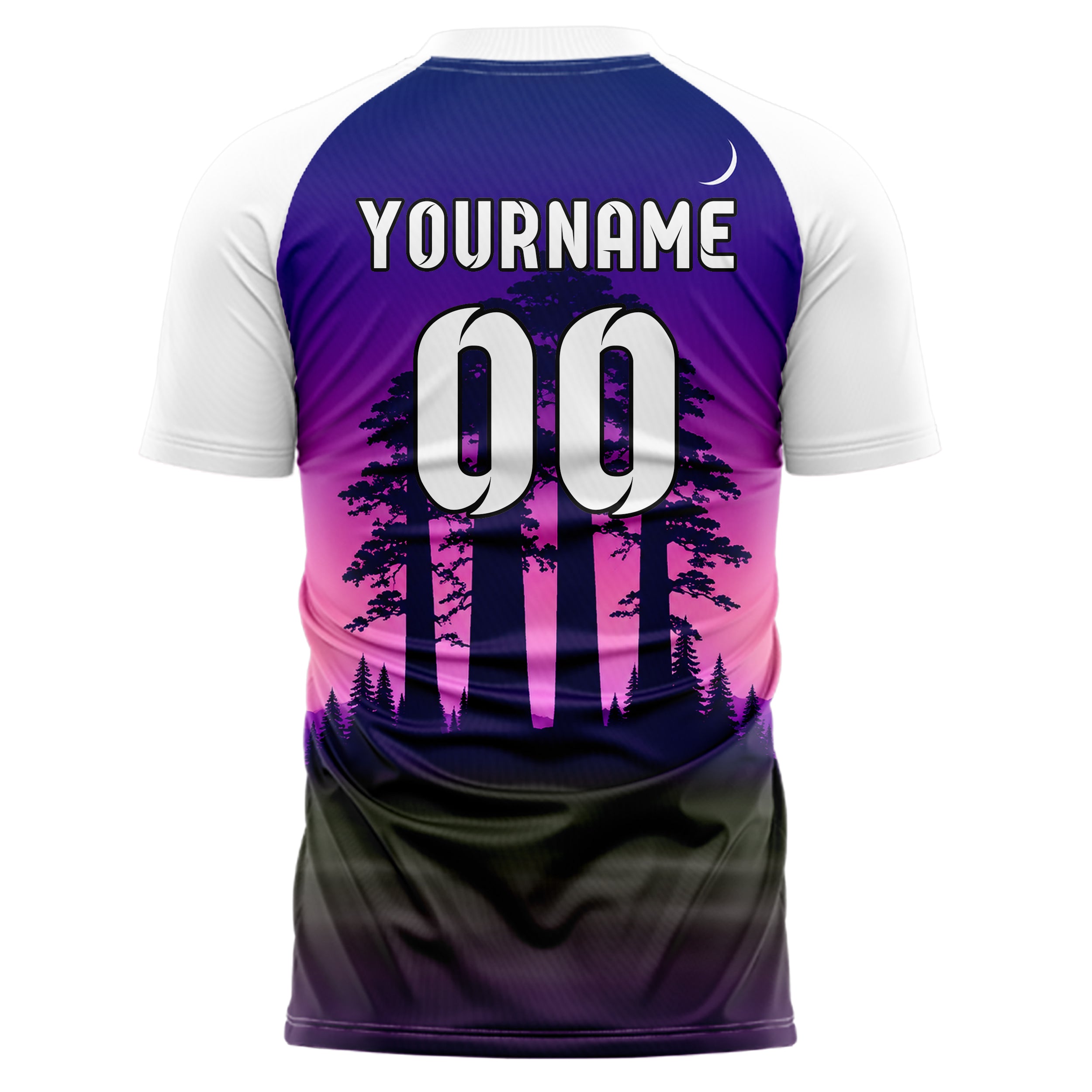 Lila Redwood Forest Skyline Design 15-0526 individuelles Fußballtrikot back