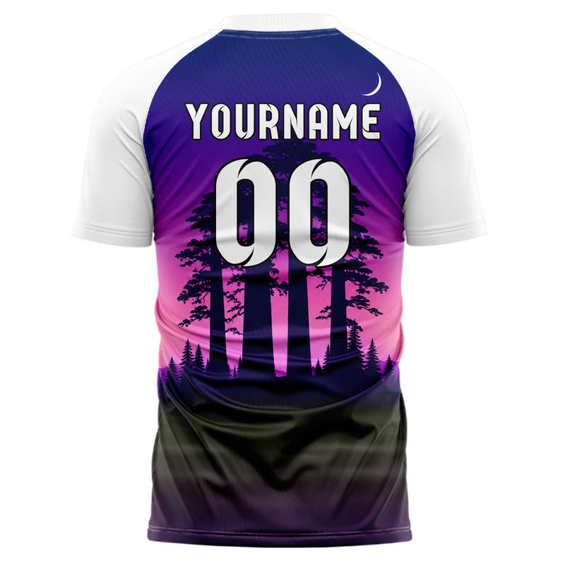 Lila Redwood Forest Skyline Design 15-0526 individuelles Fußballtrikot back