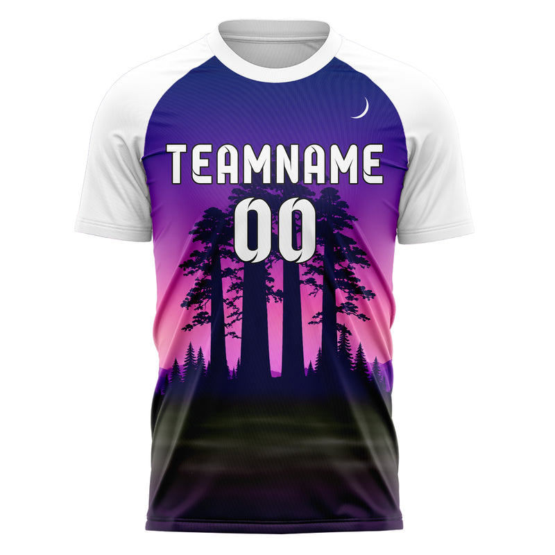 Lila Redwood Forest Skyline Design 15-0526 individuelles Fußballtrikot front