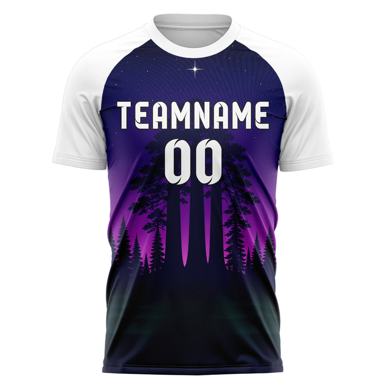 Marineblau Redwood Forest Skyline Design 15-0529 individuelles Fußballtrikot front