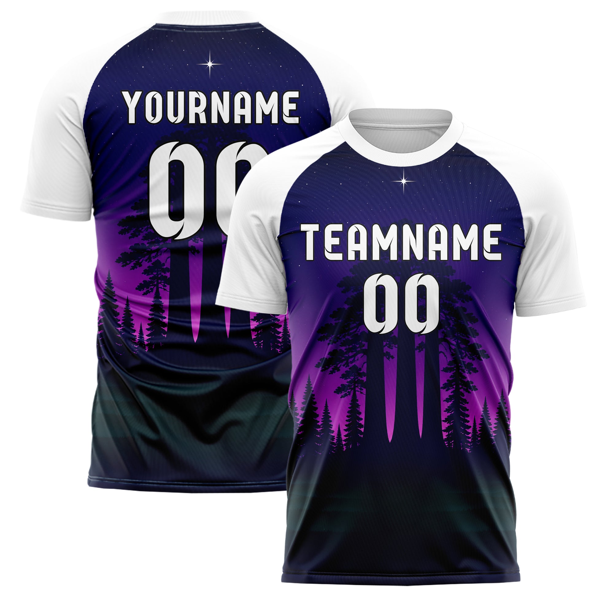 Marineblau Redwood Forest Skyline Design 15-0529 individuelles Fußballtrikot main