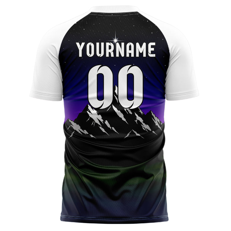 Schwarz Rocky Mountains Skyline Design 15-0368 individuelles Fußballtrikot back