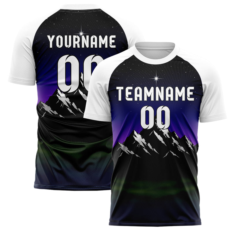 Schwarz Rocky Mountains Skyline Design 15-0368 individuelles Fußballtrikot main